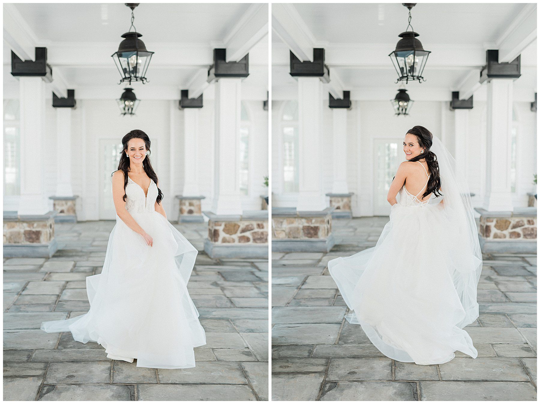 bride twirls in wedding gown