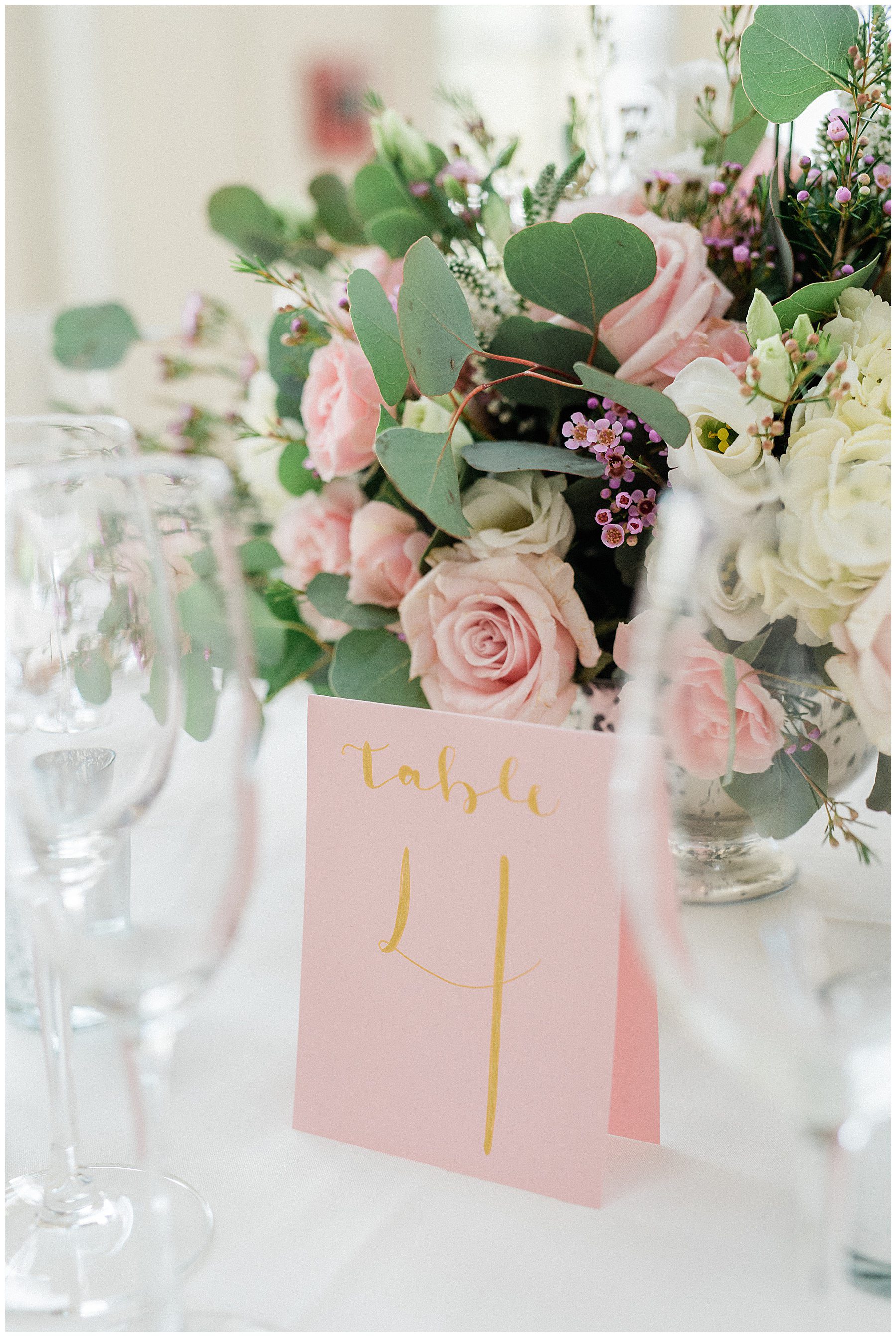 table centerpieces of pink roses