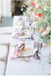 garden table setting at Park Chateau wedding