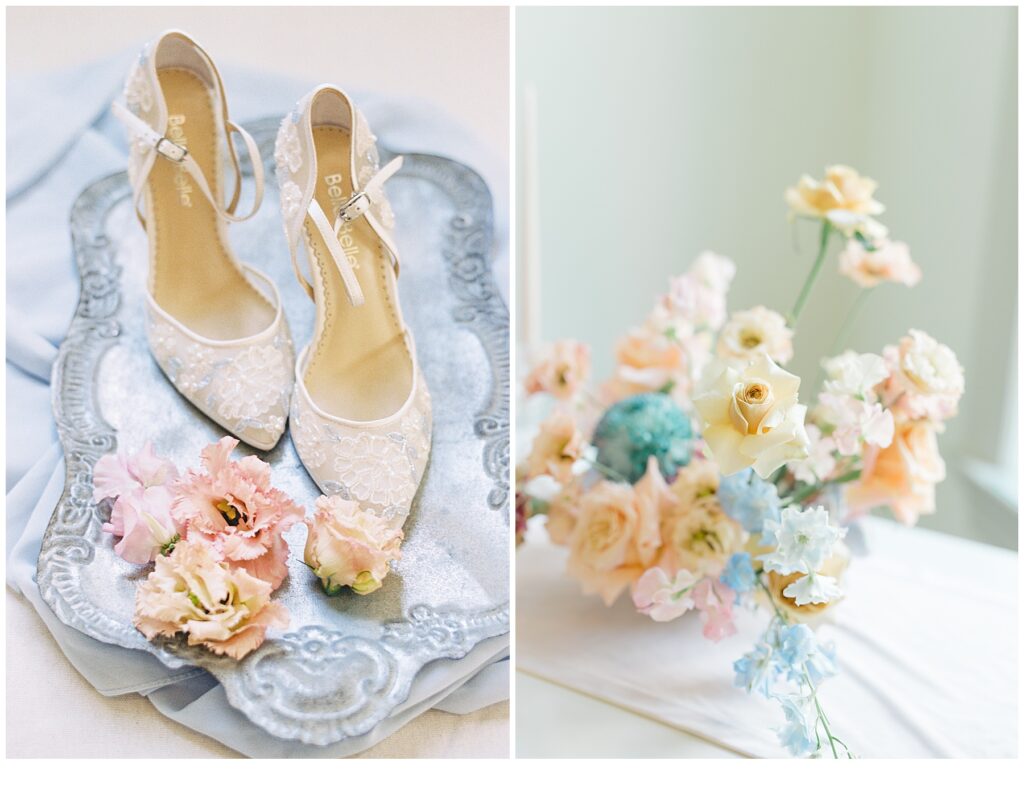 wedding shoes and flower details