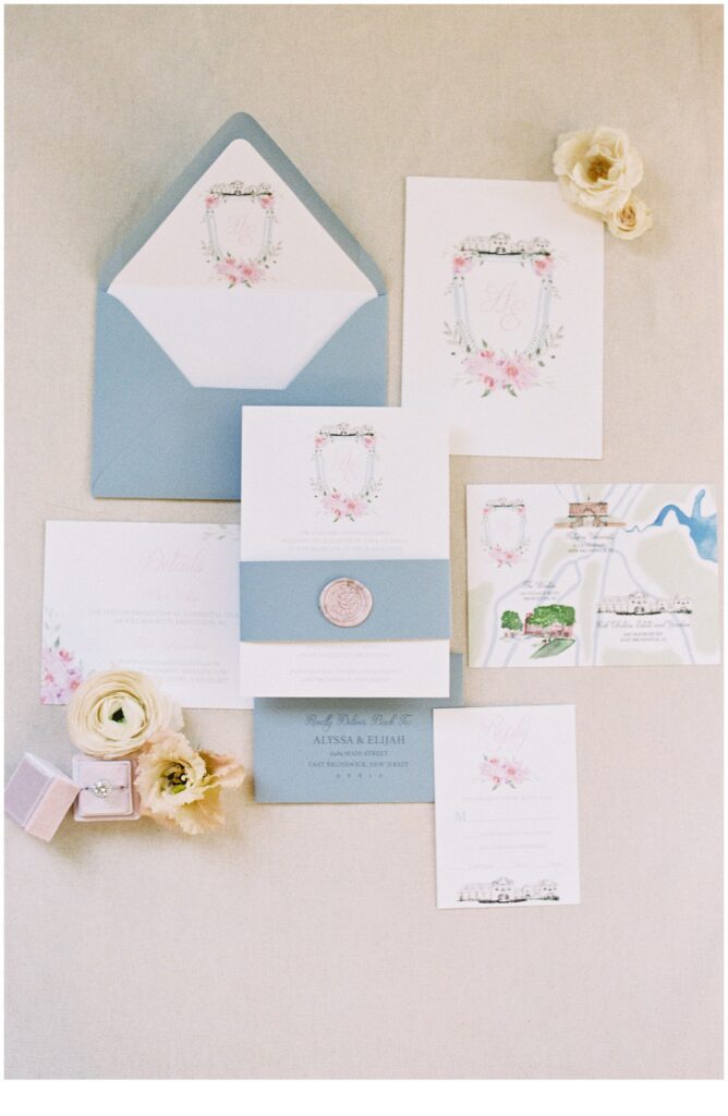 wedding invitations and details from Enchanting Park Chateau Wedding