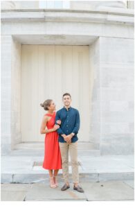 Old City Philly engagement session at Merchants' Exchange Building