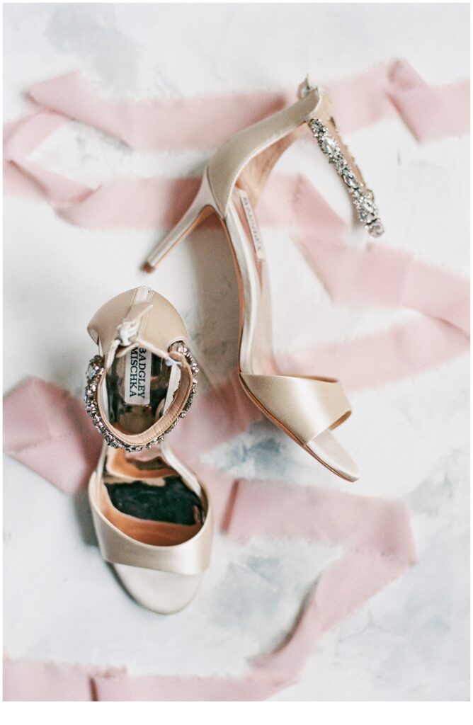 bride's gold wedding shoes