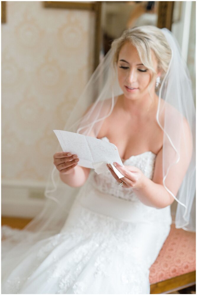 bride reads letter