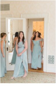 first look with bridesmaids before Late Summer Wedding at Cairnwood Estate in Bryn Athyn, Pennsylvania