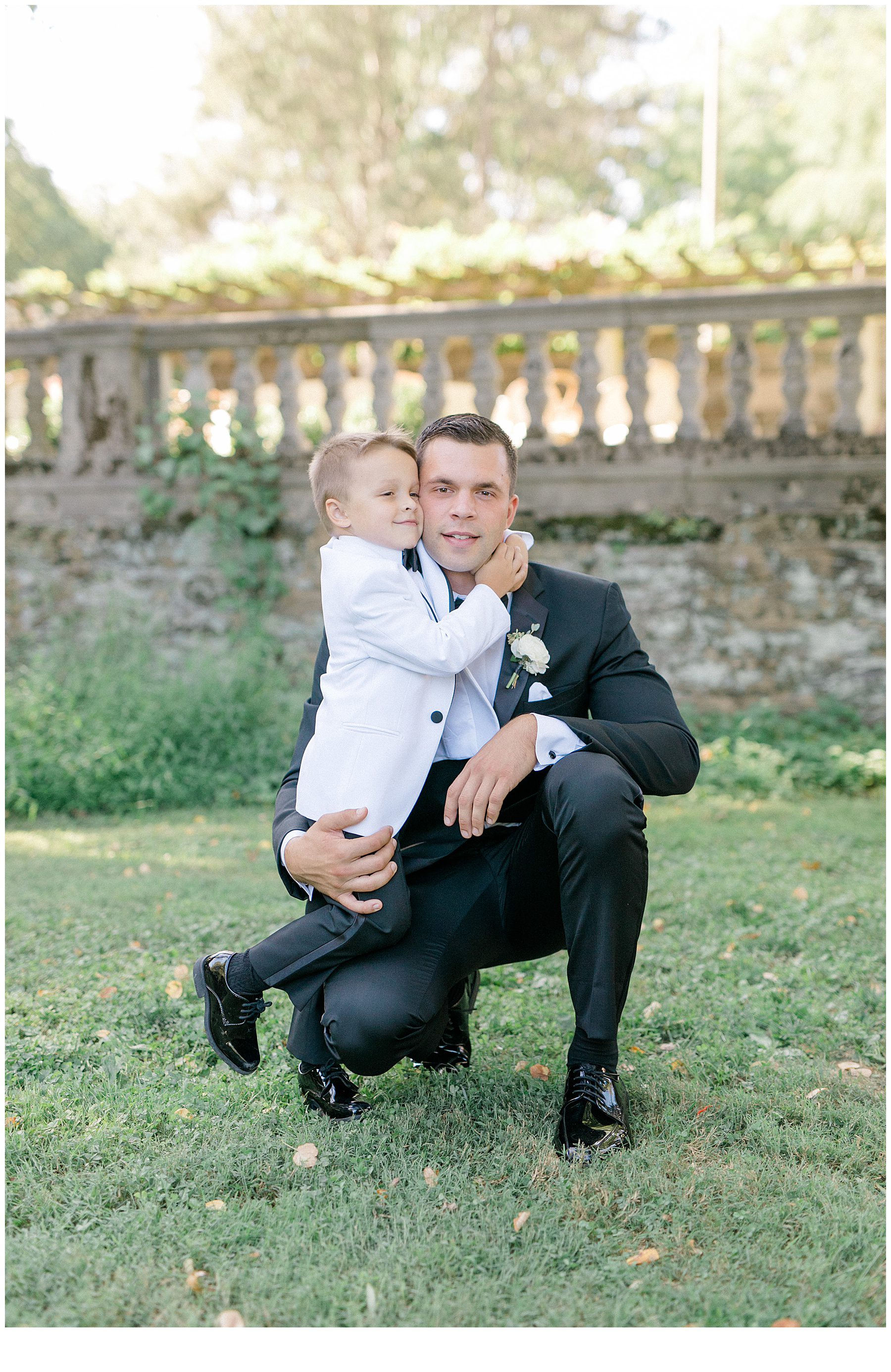 father and son from Early Fall Wedding portraits at Curtis Arboretum in Wyncote, Pennsylvania