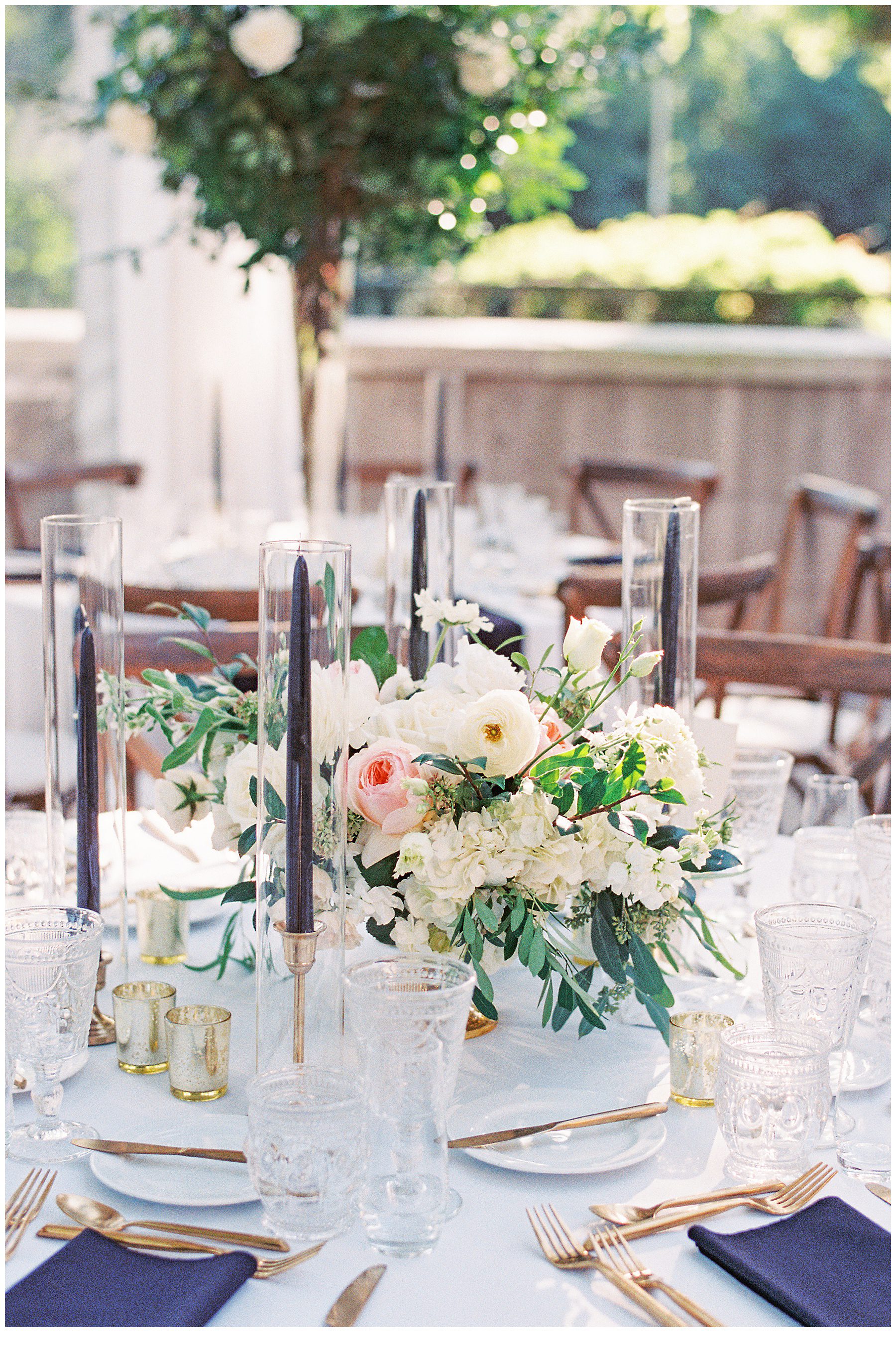 table centerpieces from Early Fall Wedding at Curtis Arboretum in Wyncote, Pennsylvania