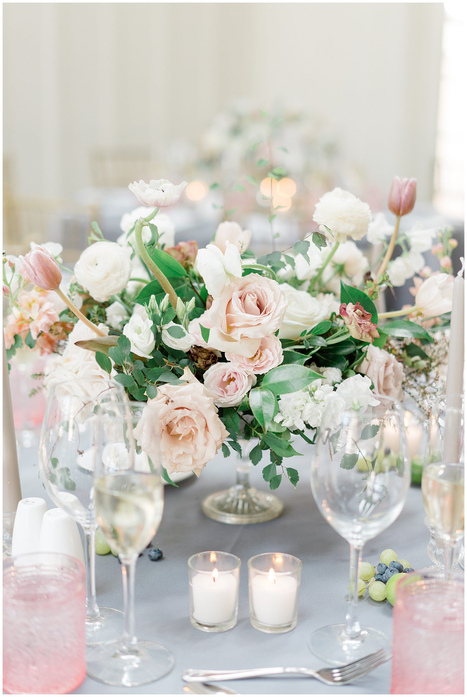 floral centerpieces from Ryland Inn Coach House Wedding