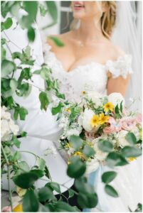 stunning flower bouquet from enchanting Ryland Inn Grand Ballroom Wedding