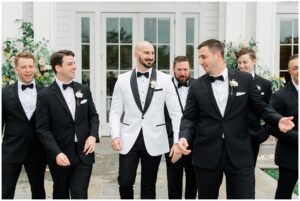groom and groomsmen before Luxurious Ryland Inn Grand Ballroom Wedding