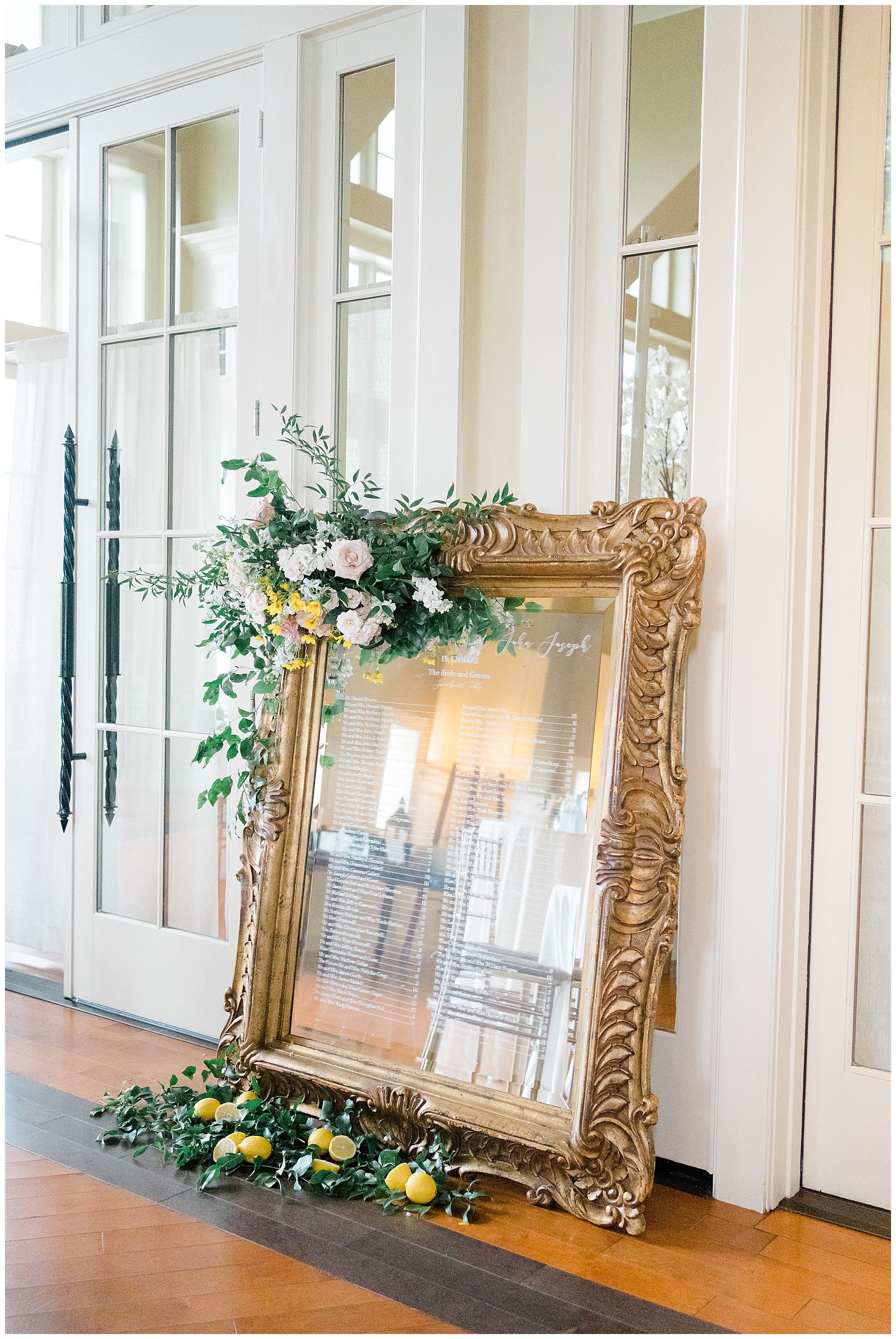 elegant mirror at wedding reception