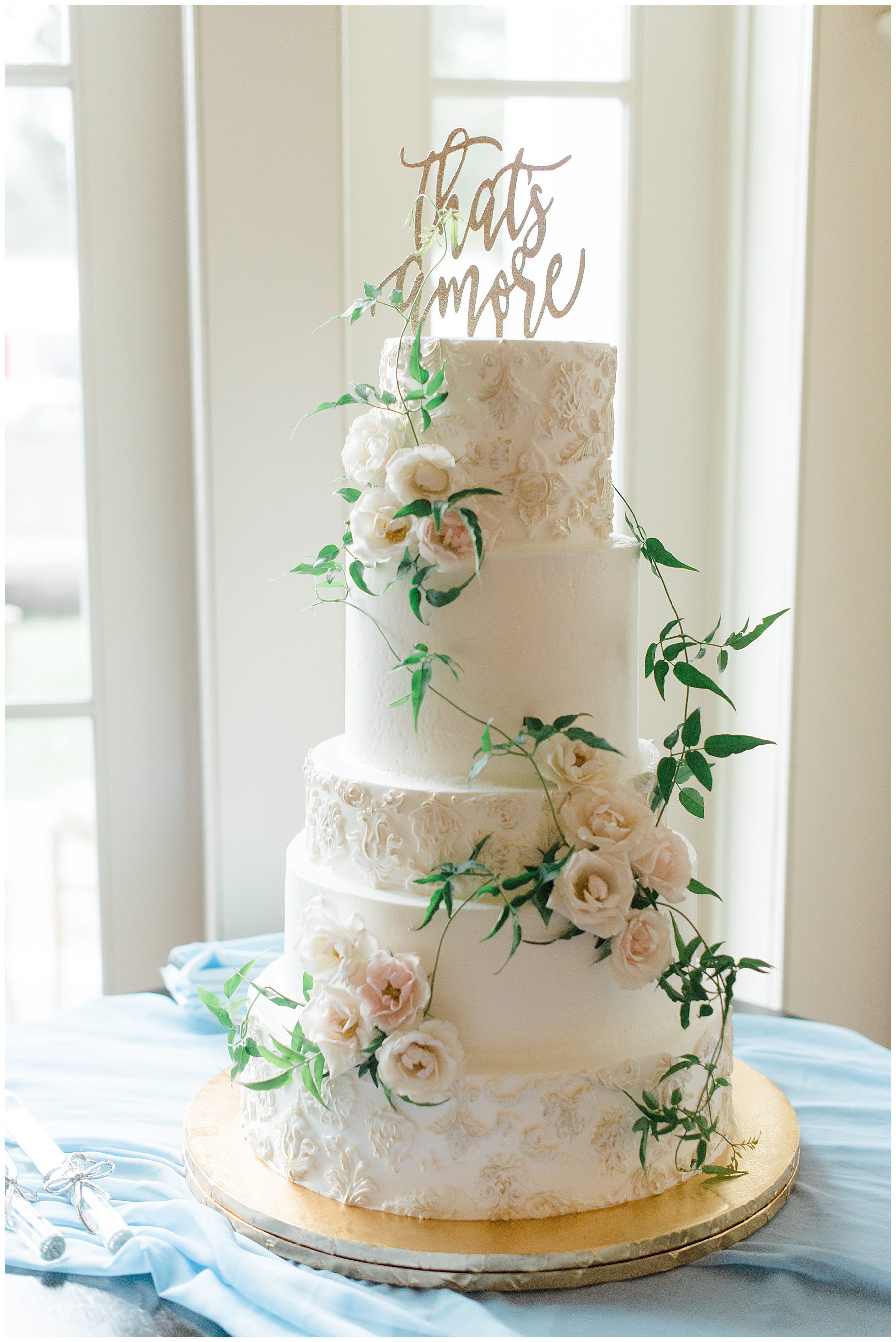 fairytale inspired wedding cake from Luxurious Ryland Inn Grand Ballroom Wedding reception