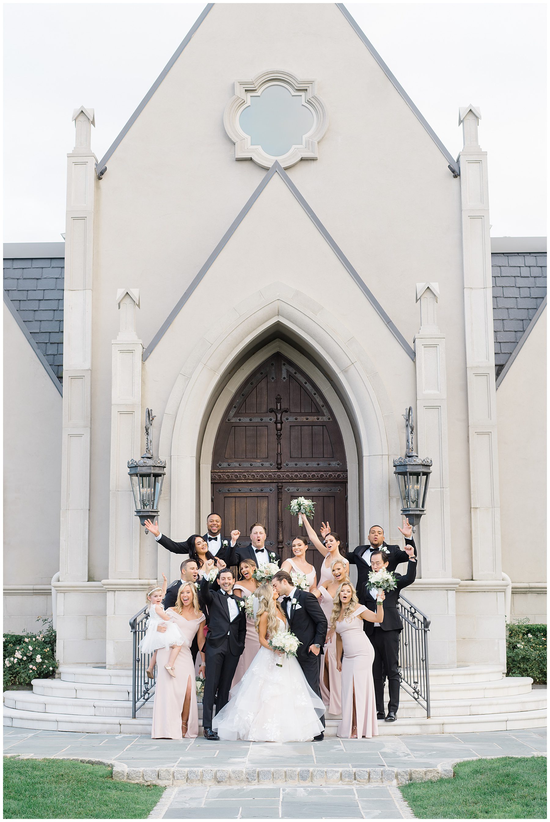 bridal party together before Park Chateau Fall Wedding