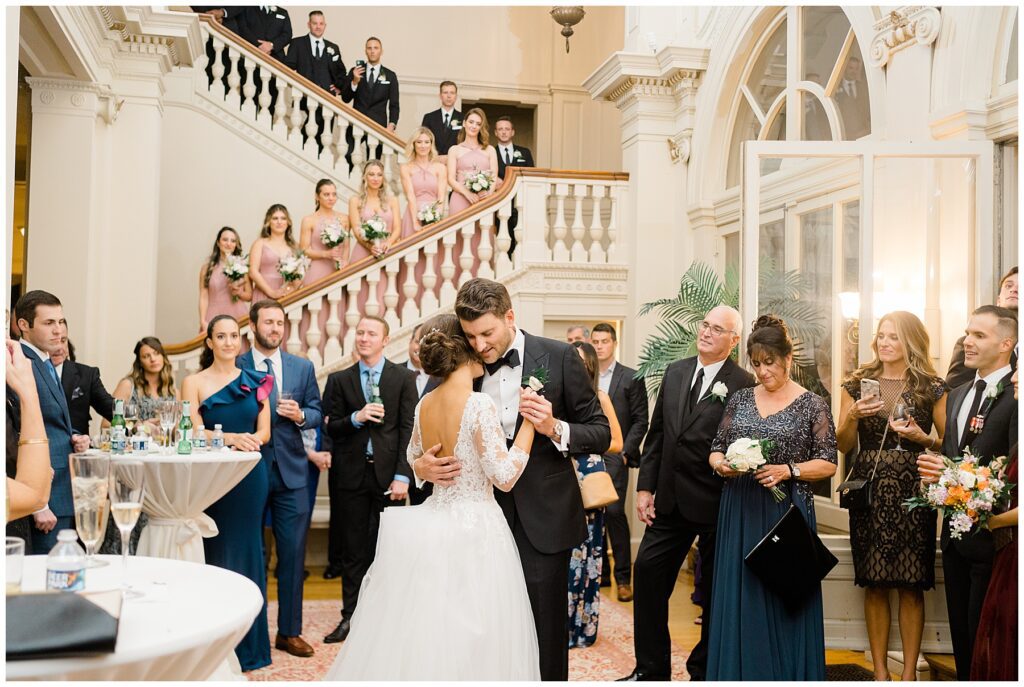 newlyweds share first dance at Elegant Cairnwood Estate Wedding reception