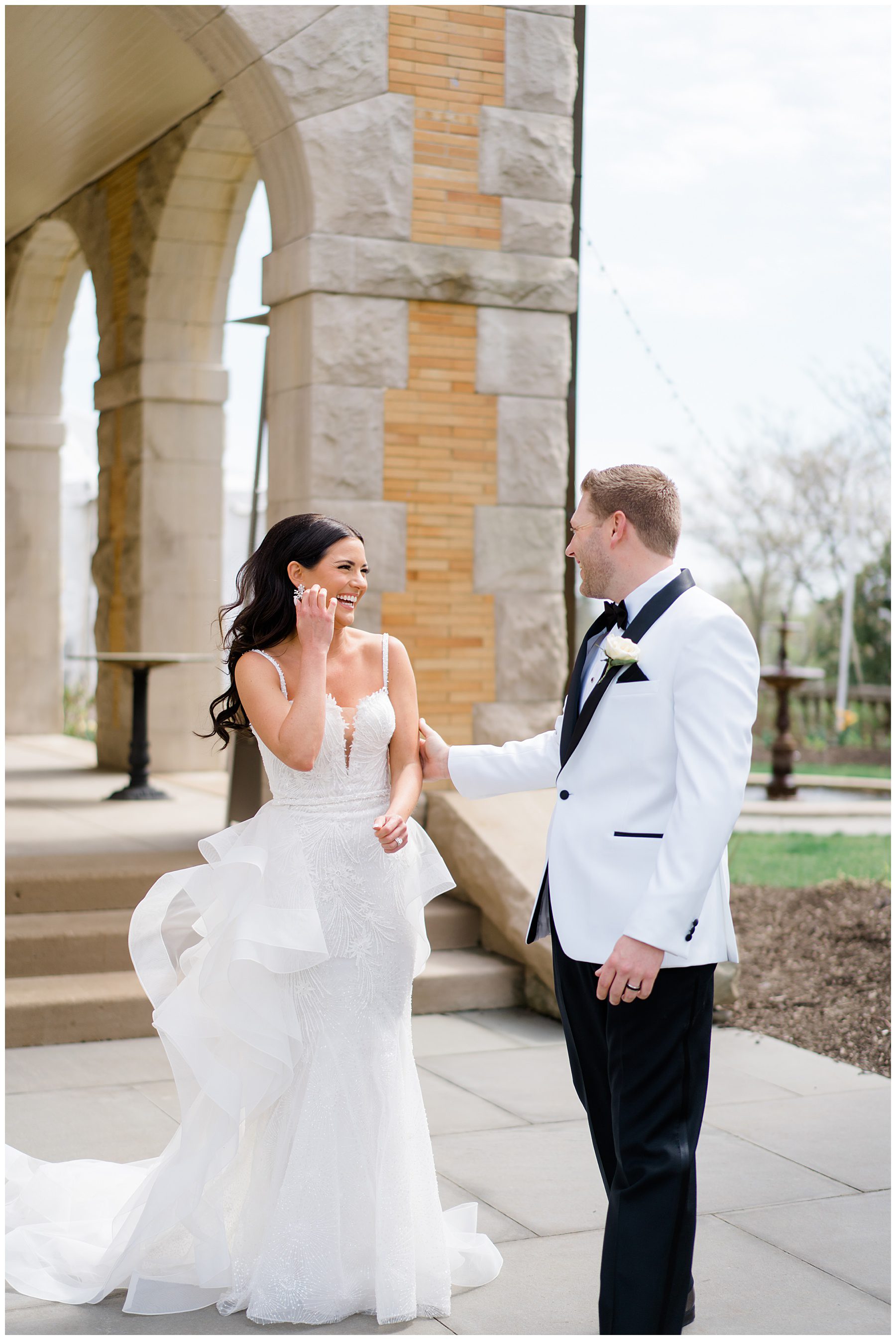 first look before Cairnwood Estate Wedding in Bryn Athyn, PA
