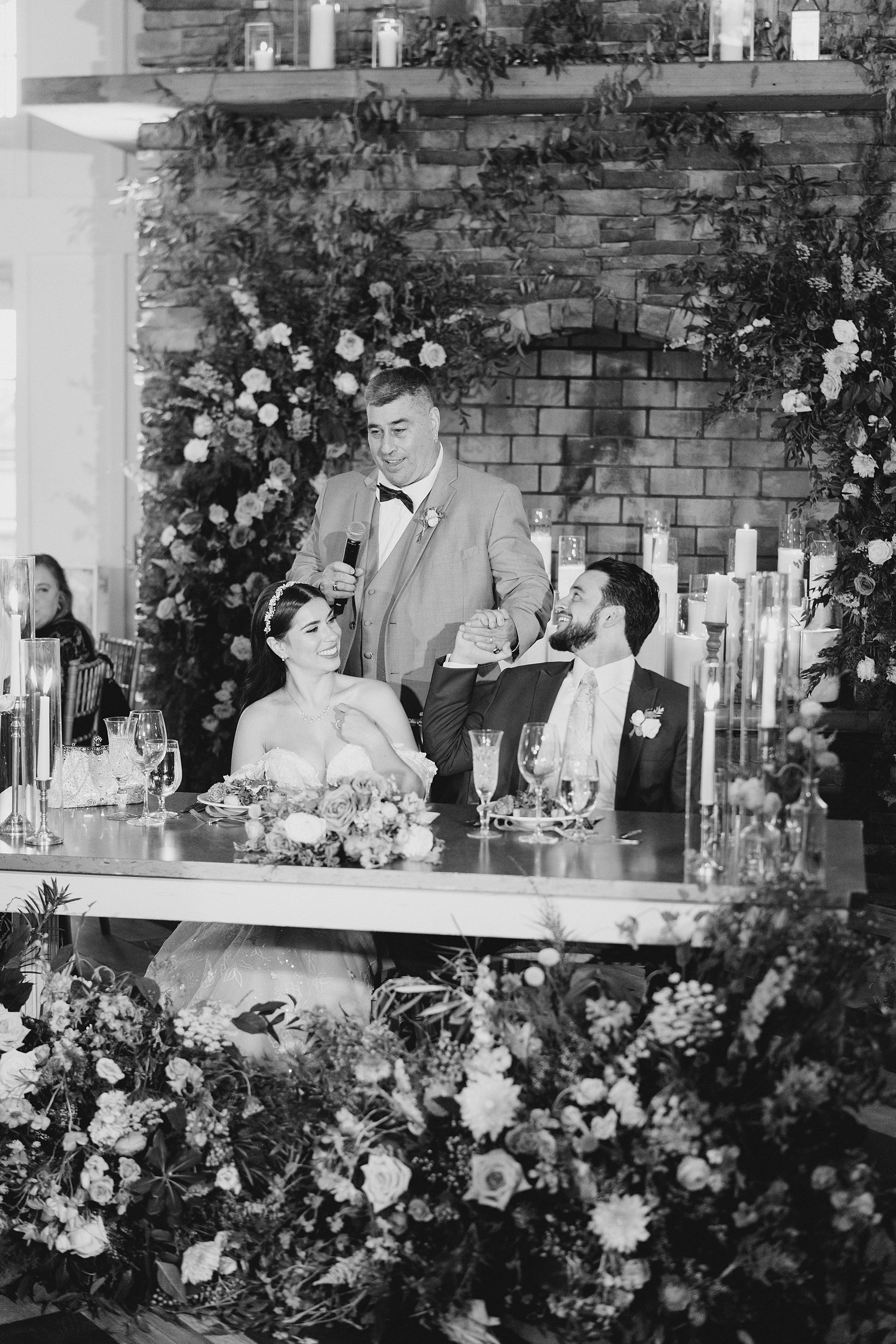 wedding speeches during Garden Inspired Ryland Inn Wedding reception