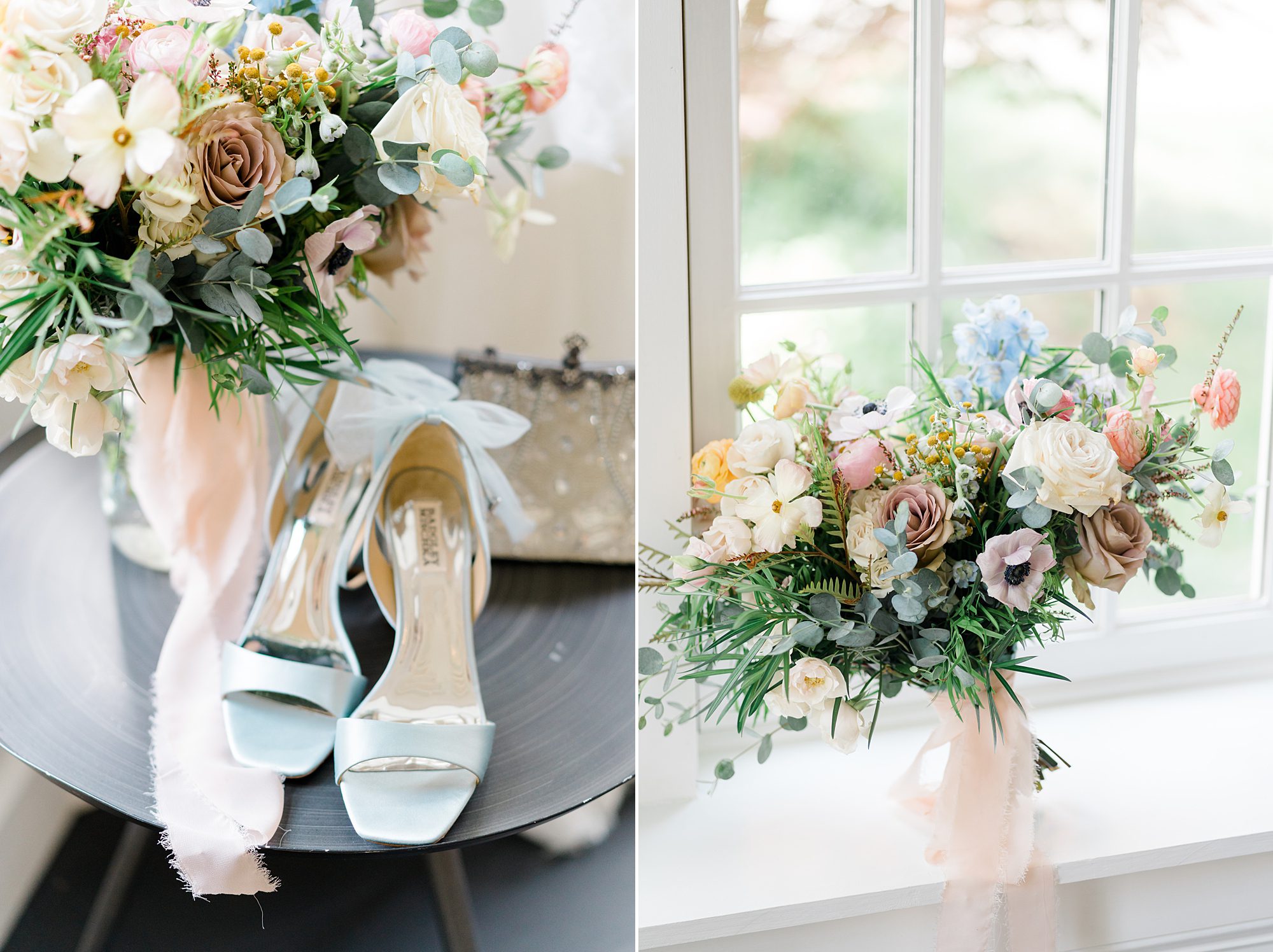 wedding shoes and flowers from Garden Inspired Ryland Inn Wedding