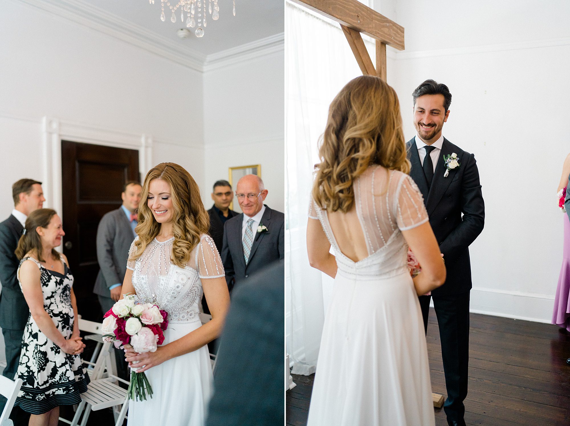 bride walks down aisle to future husband