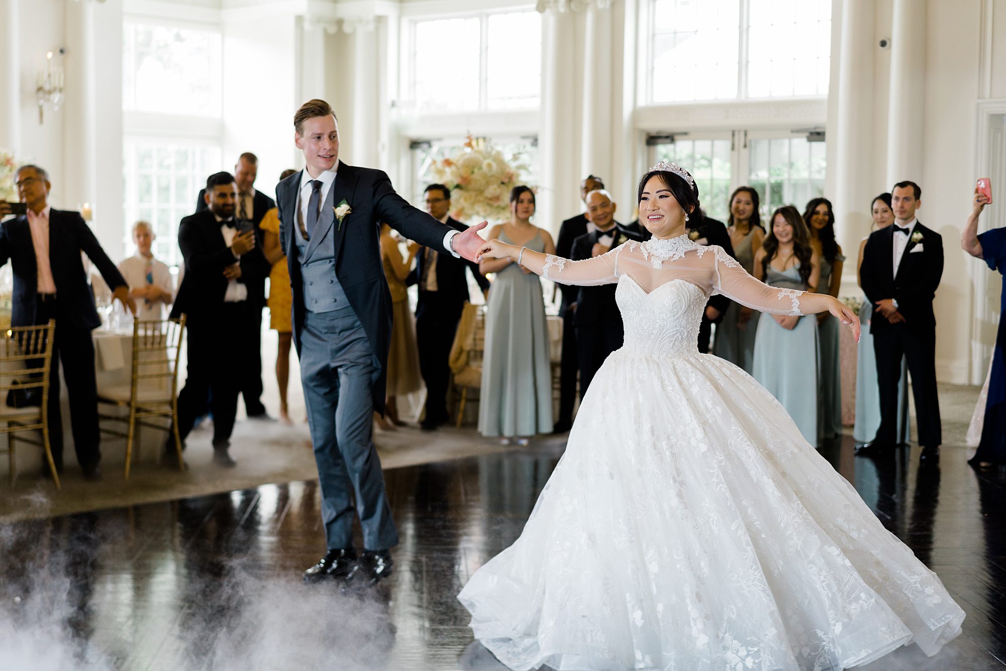 bride and groom perform dance number at Park Chateau Wedding
