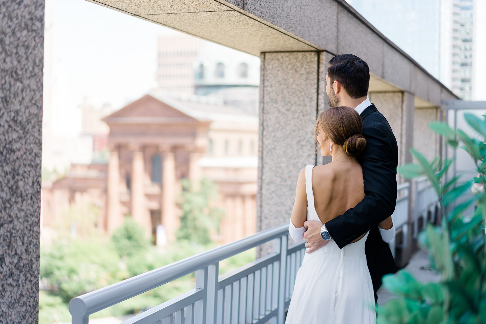 couple together before their Classic + Elegant Philadelphia Wedding at Water Works by Cescaphe