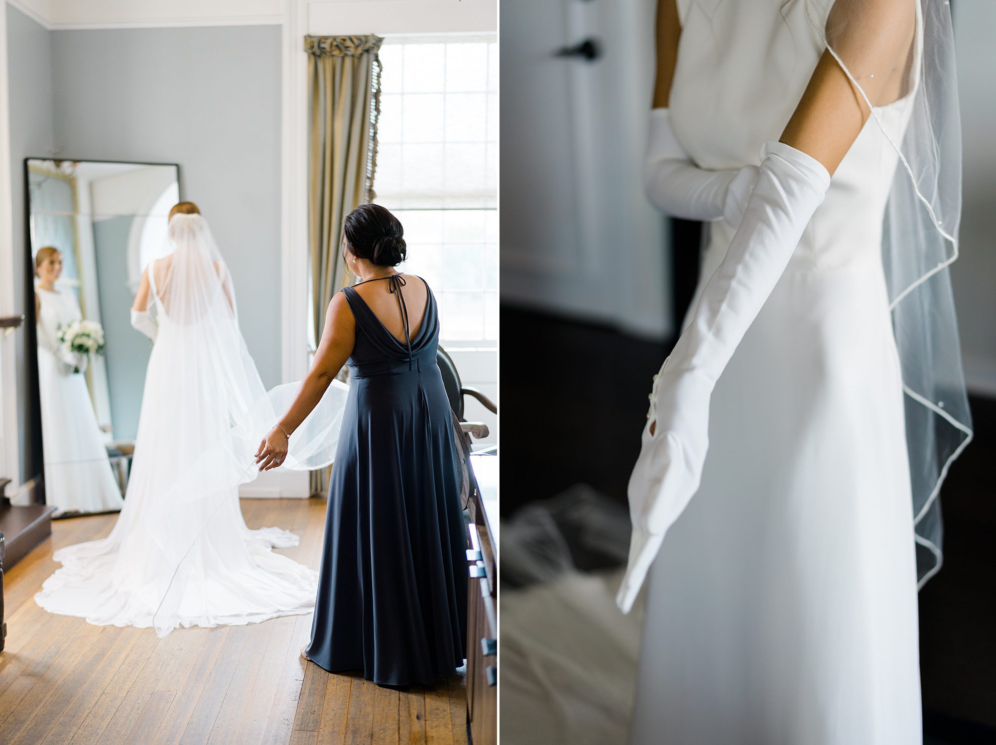 bride getting ready for Classic + Elegant Philadelphia Wedding at Water Works by Cescaphe