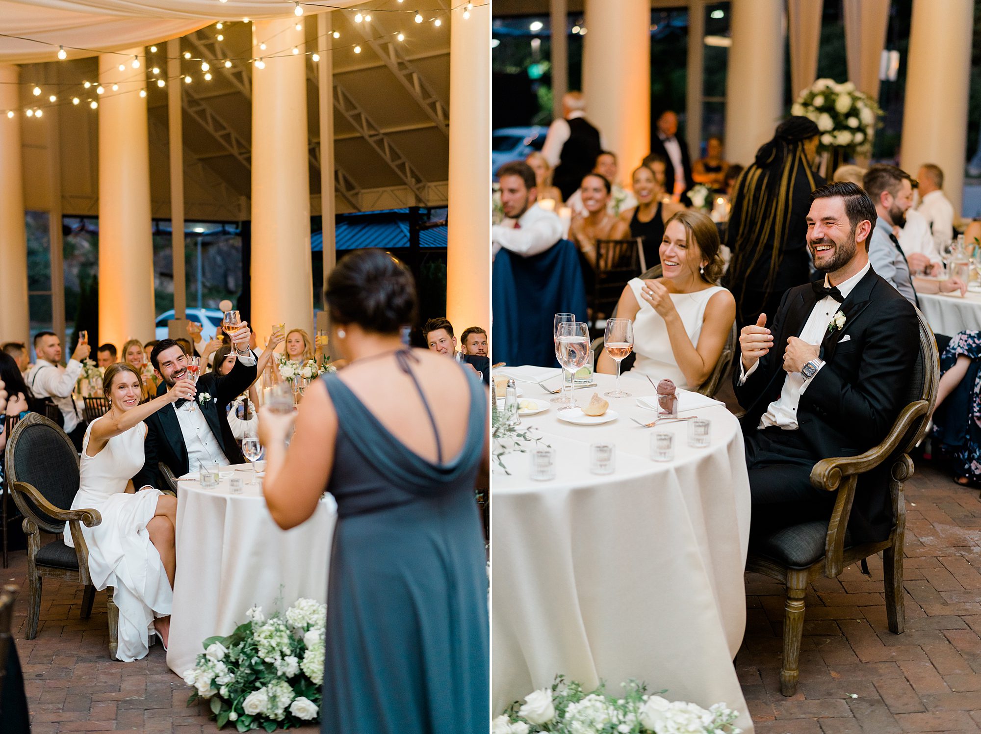 wedding toasts during Classic + Elegant Philadelphia Wedding at Water Works by Cescaphe