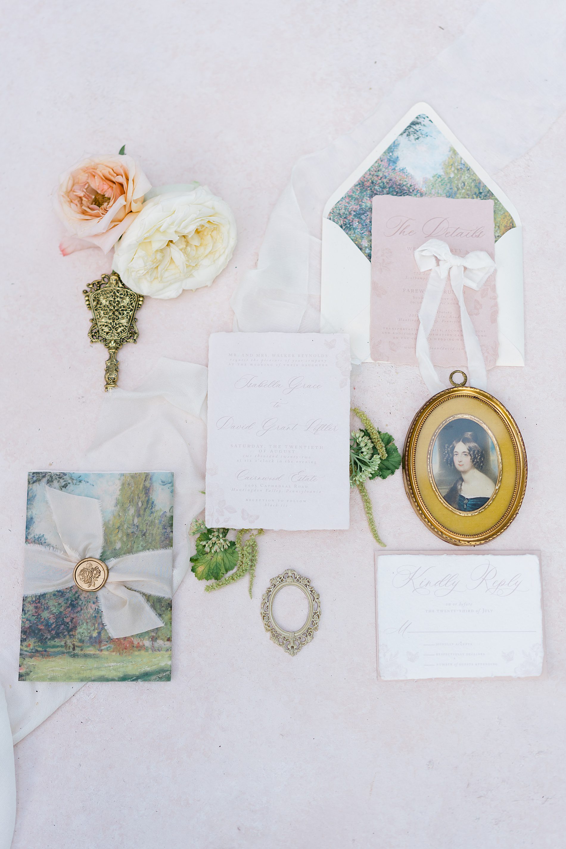 flat lay from Cairnwood Estate Front Shoot | Part One of Styled Shoots Across America