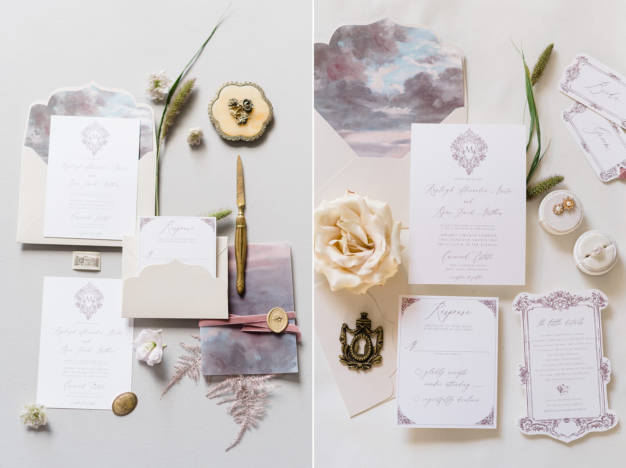 wedding invitations and paper items from Whimsical Garden Inspired Wedding at Cairnwood Estate