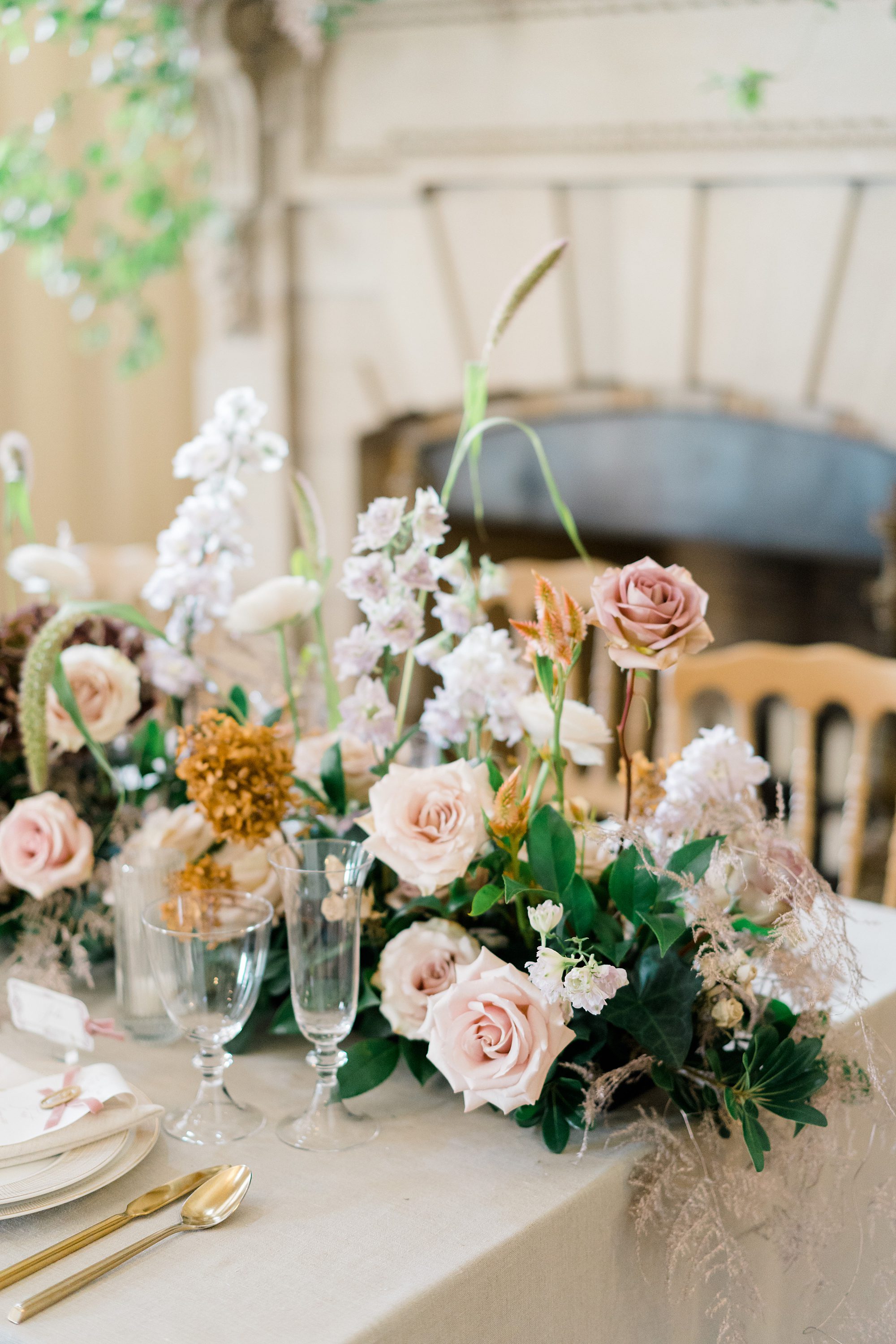 flower centerpieces at Cairnwood Estate wedding