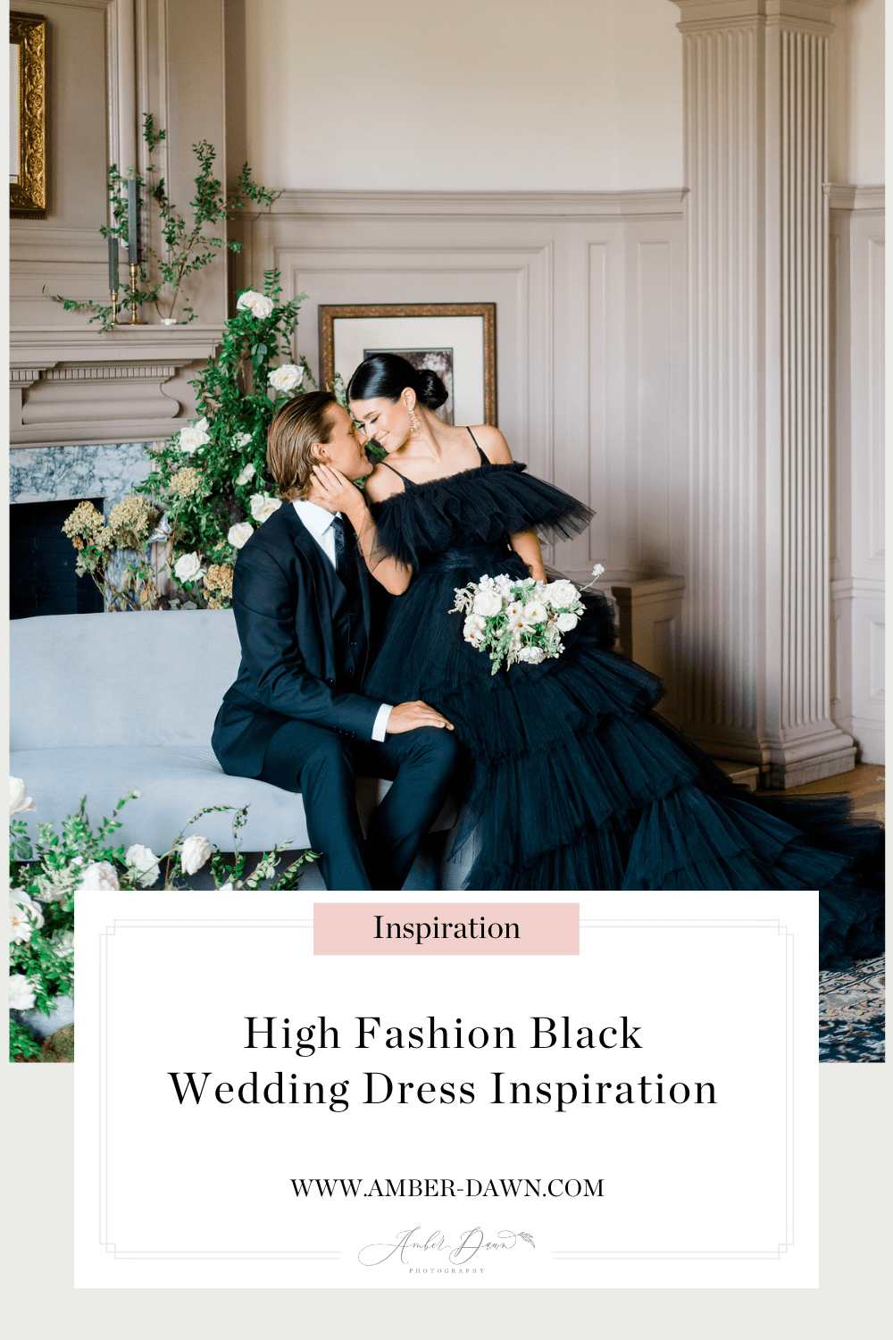 High Fashion Black Wedding Dress Styled Shoot at Cairnwood Estate