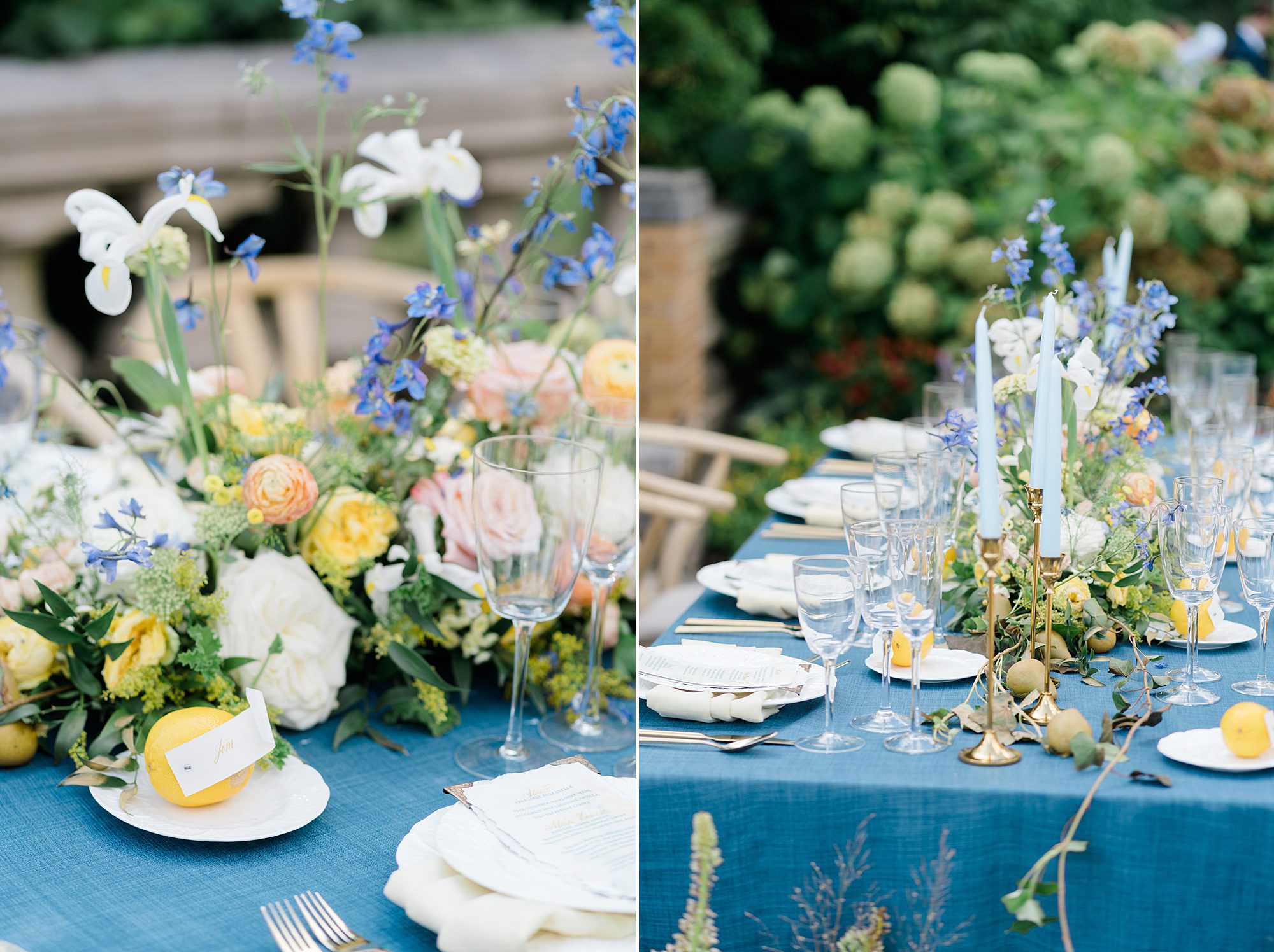 Blue + Yellow Outdoor Garden Wedding