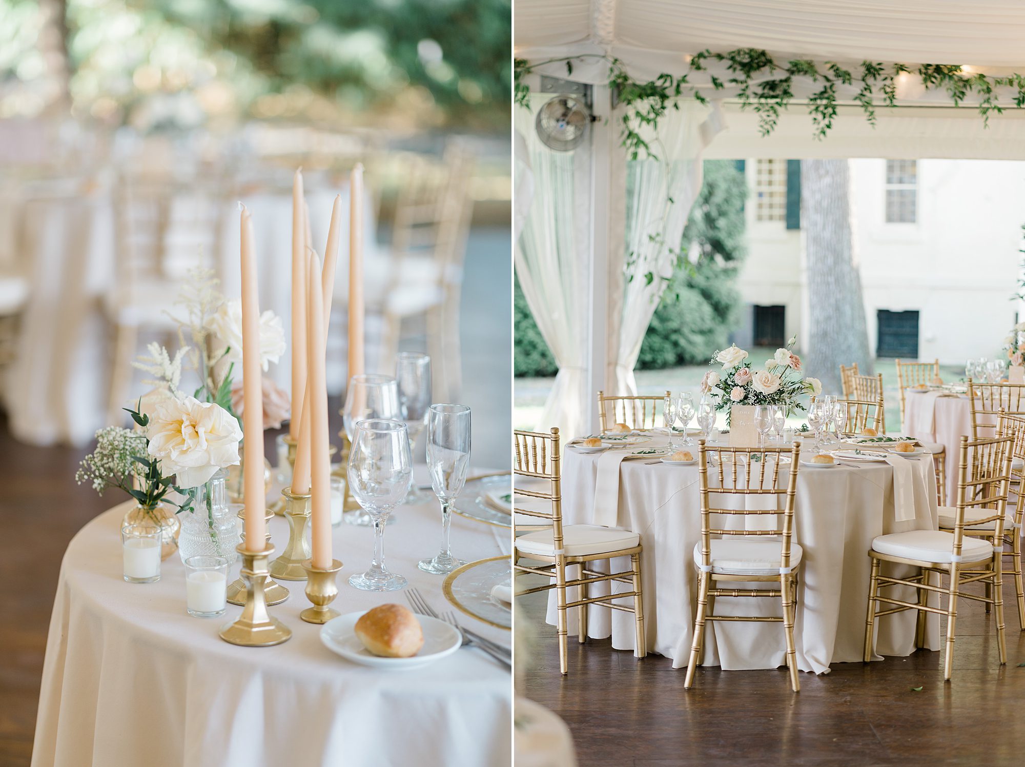 table settings and details at Timeless Waterfront Wedding reception at Glen Foerd on the Delaware