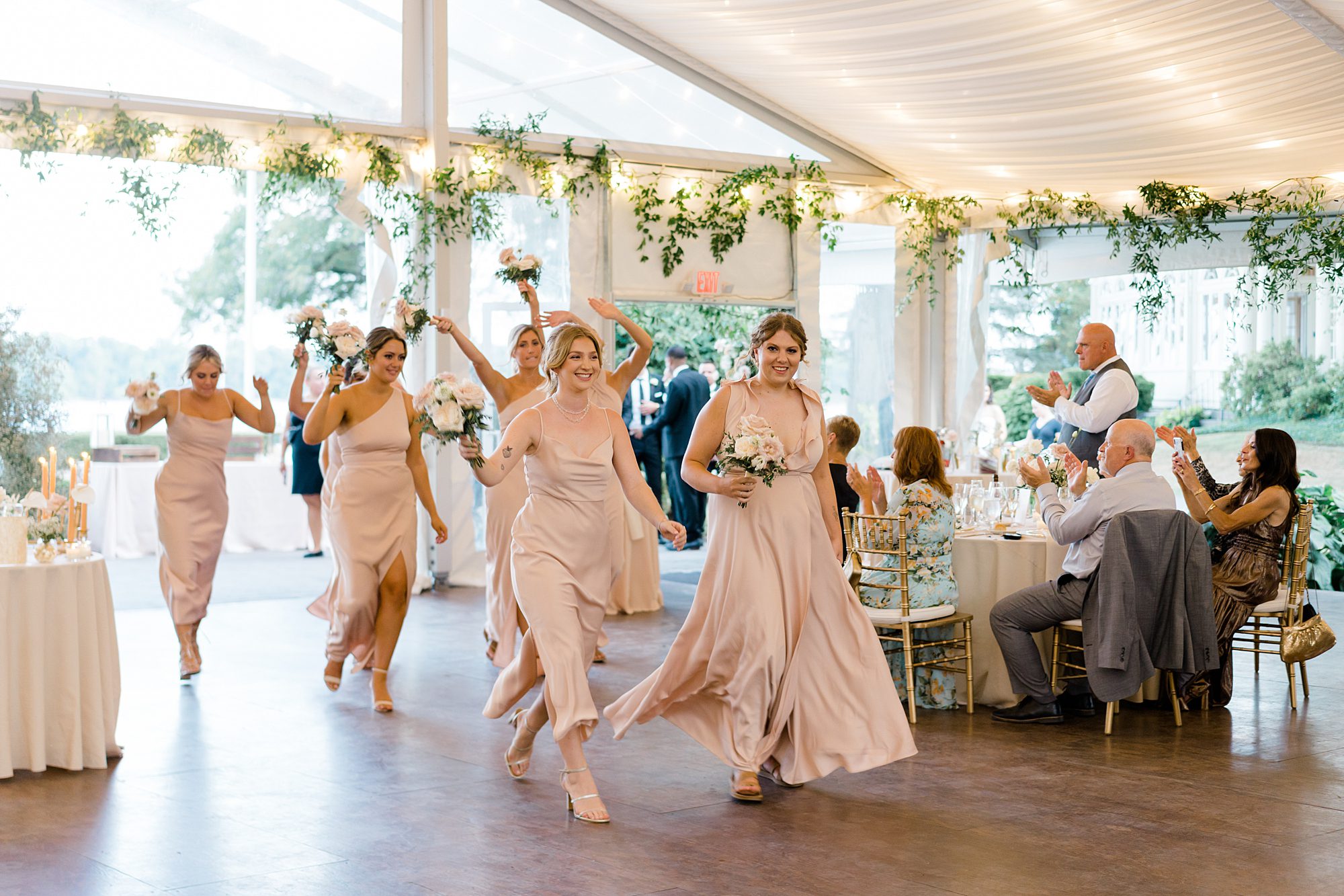 bridesmaids enter reception