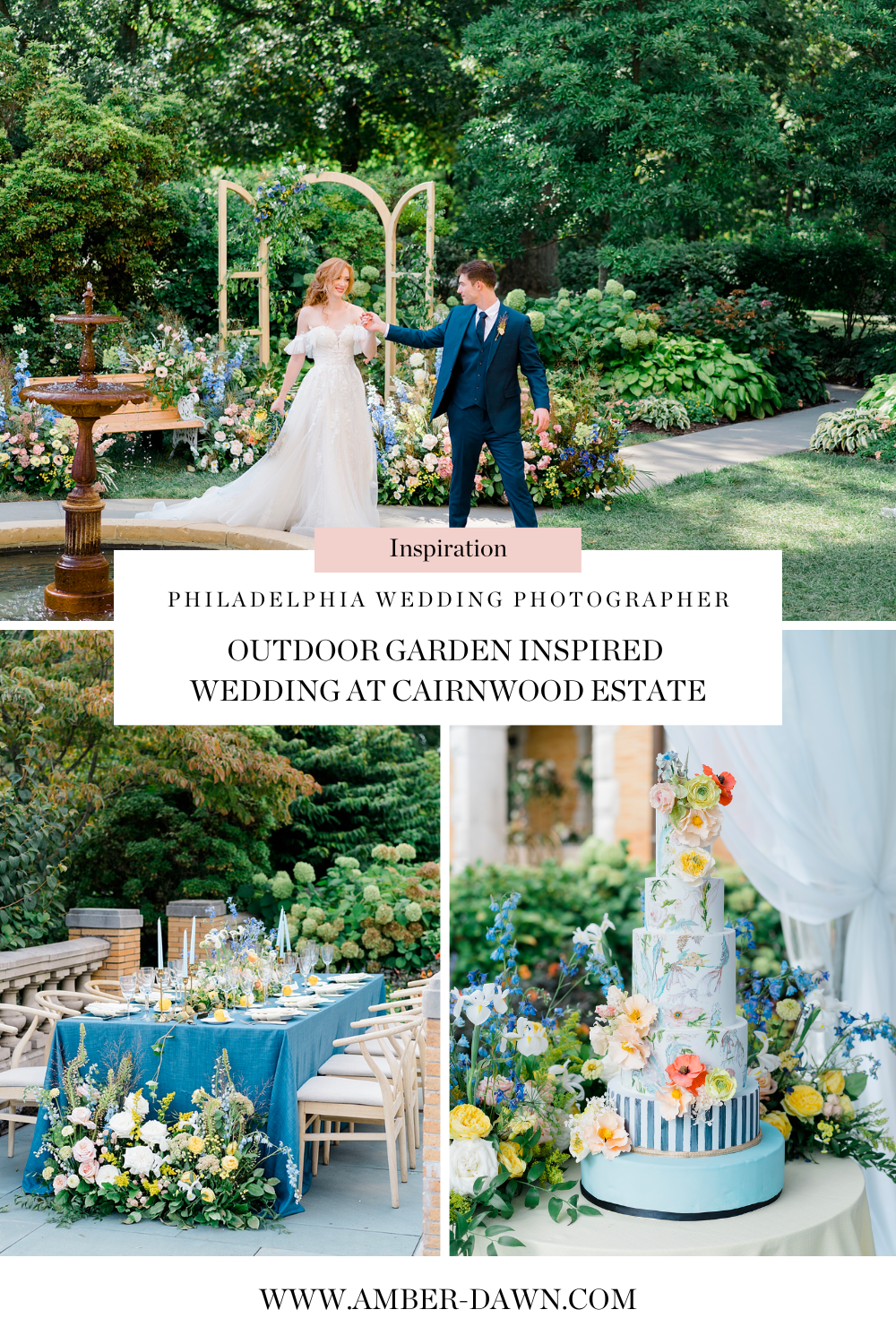 Blue + Yellow outdoor garden wedding