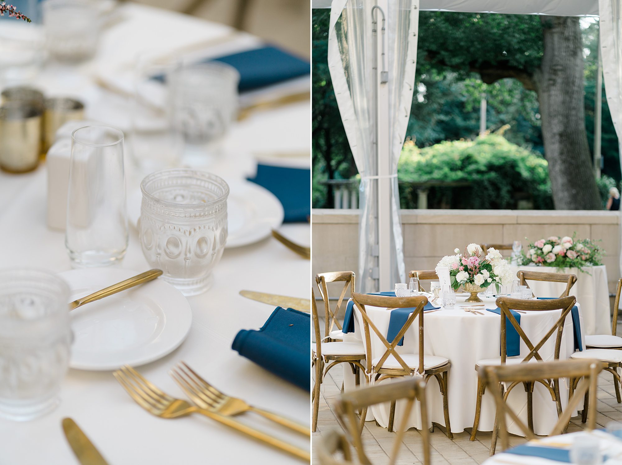 table setting at Curtis Arboretum wedding reception