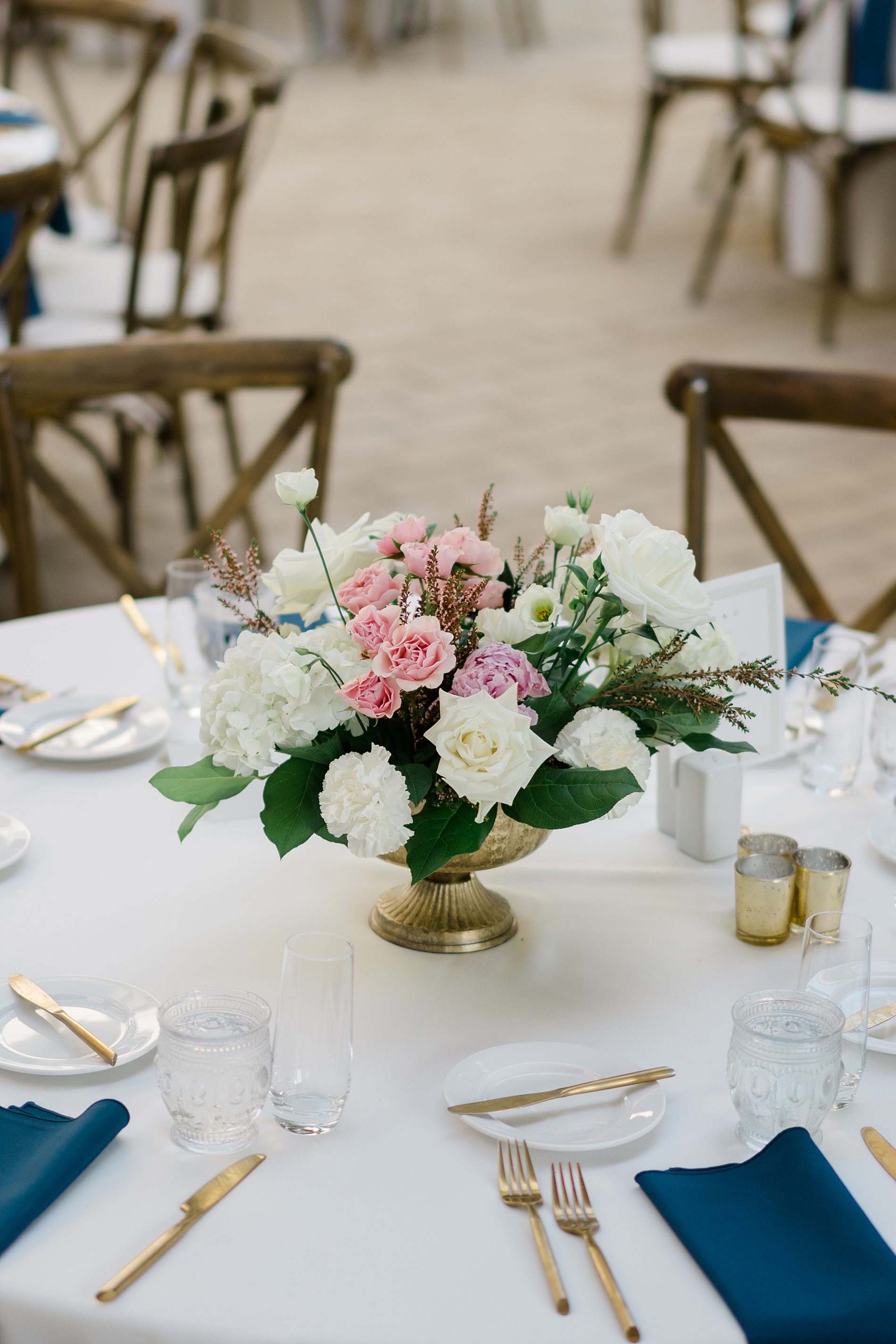 romantic pink and white flower centerpieces