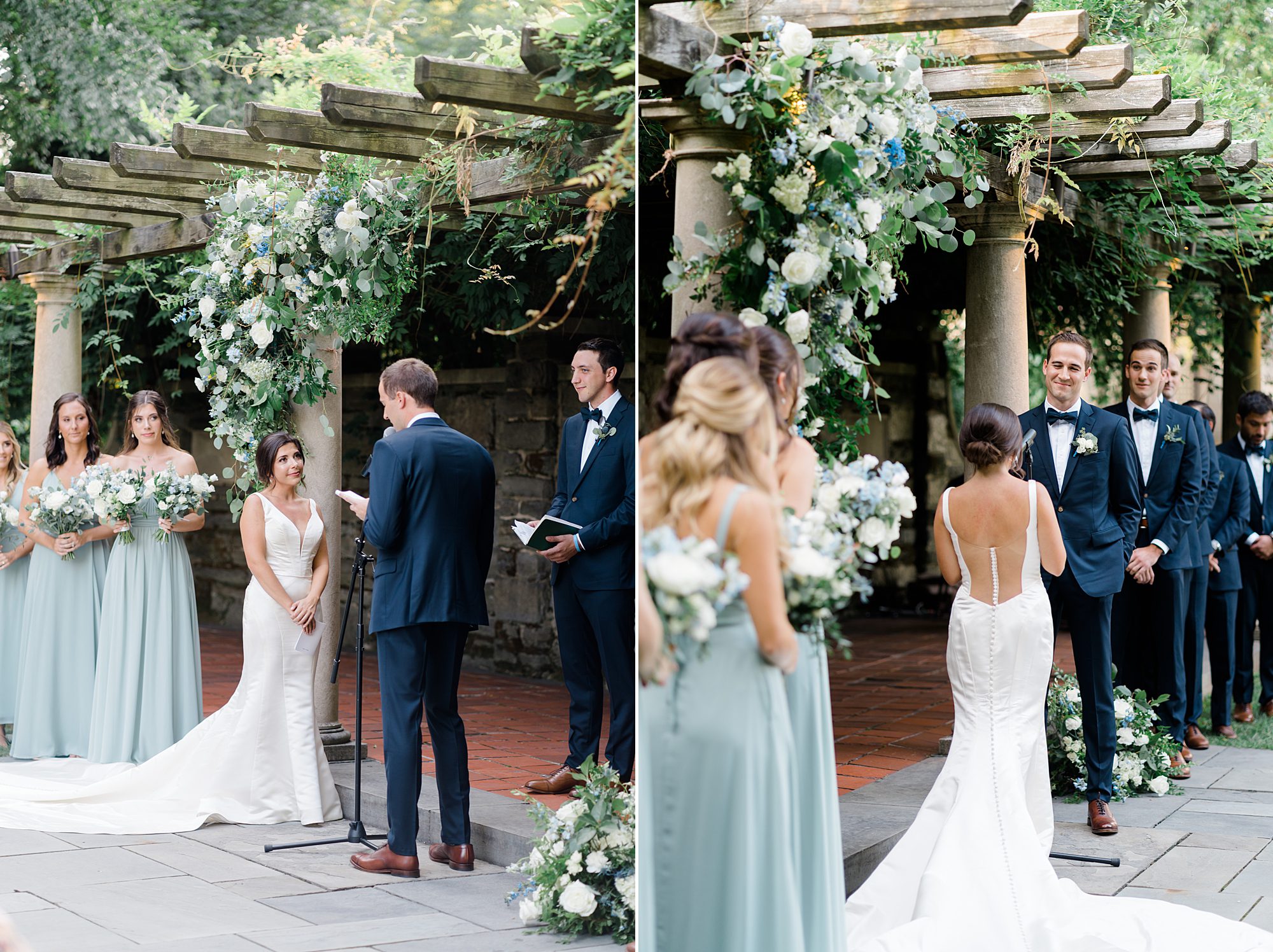 couple exchange wedding vows at Curtis Arboretum Wedding
