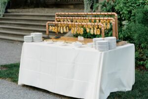 food on display at wedding reception
