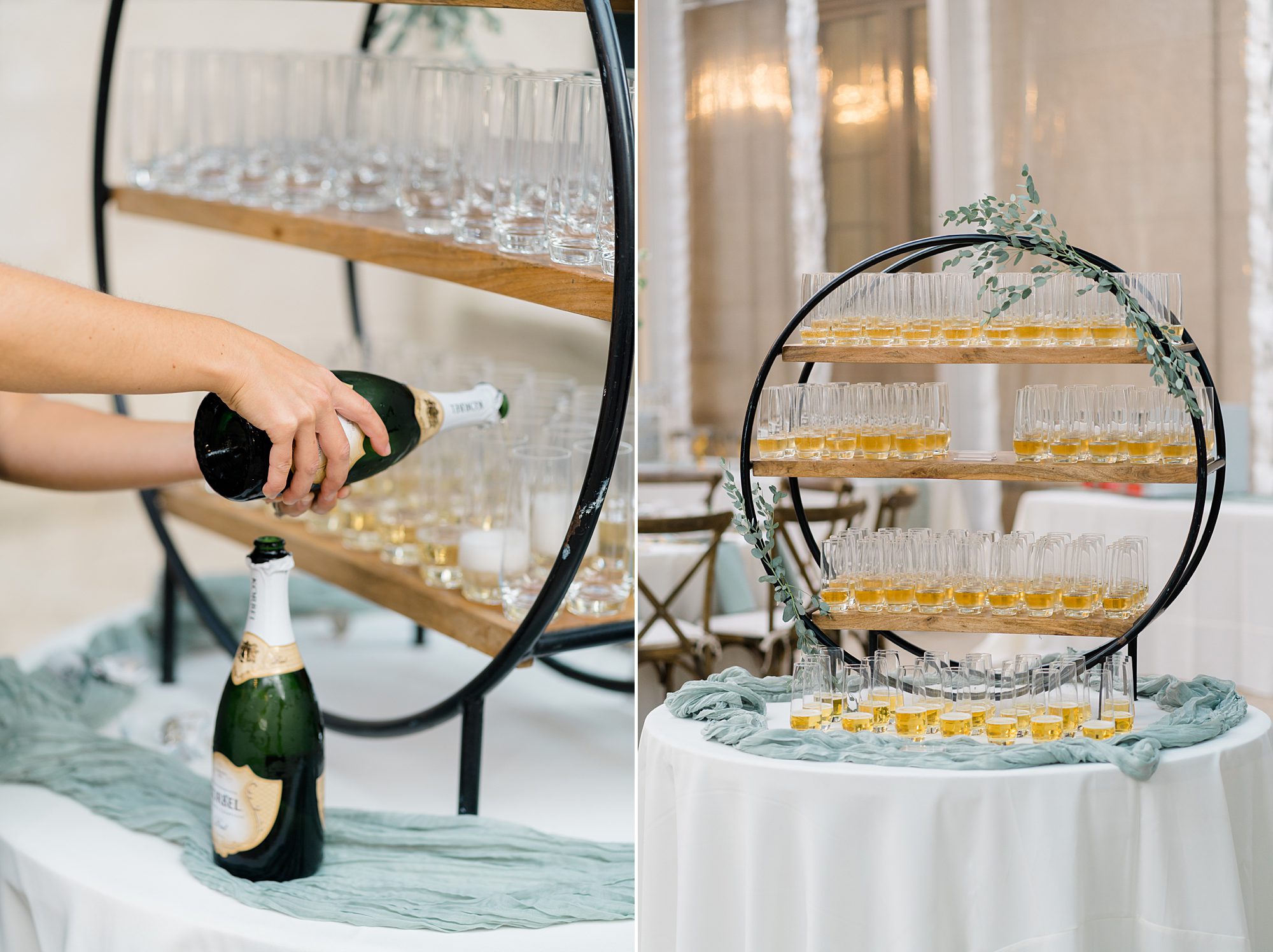 champagne display wedding reception