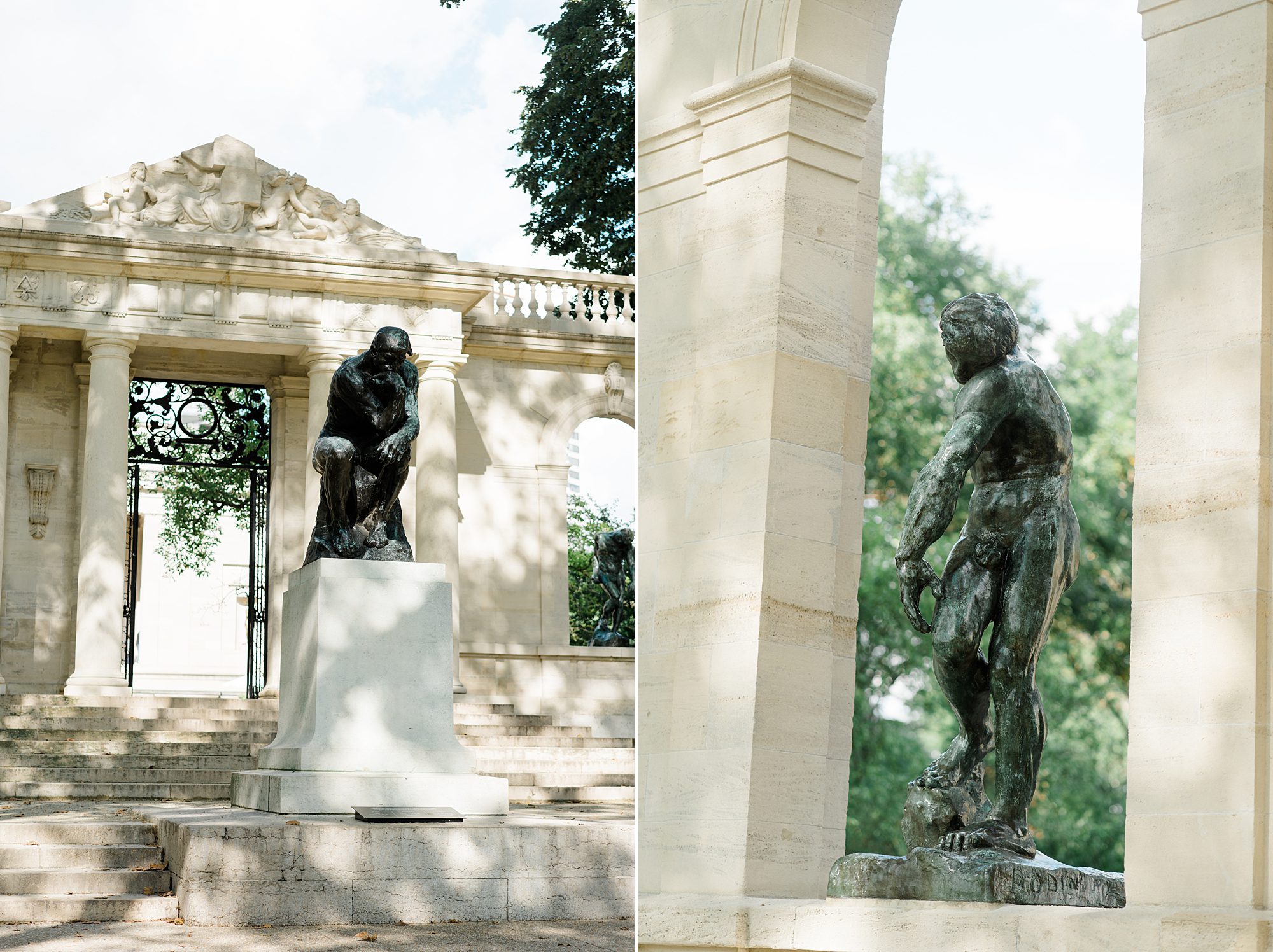 sculptures in front of the Rodin Museum in Philadelphia