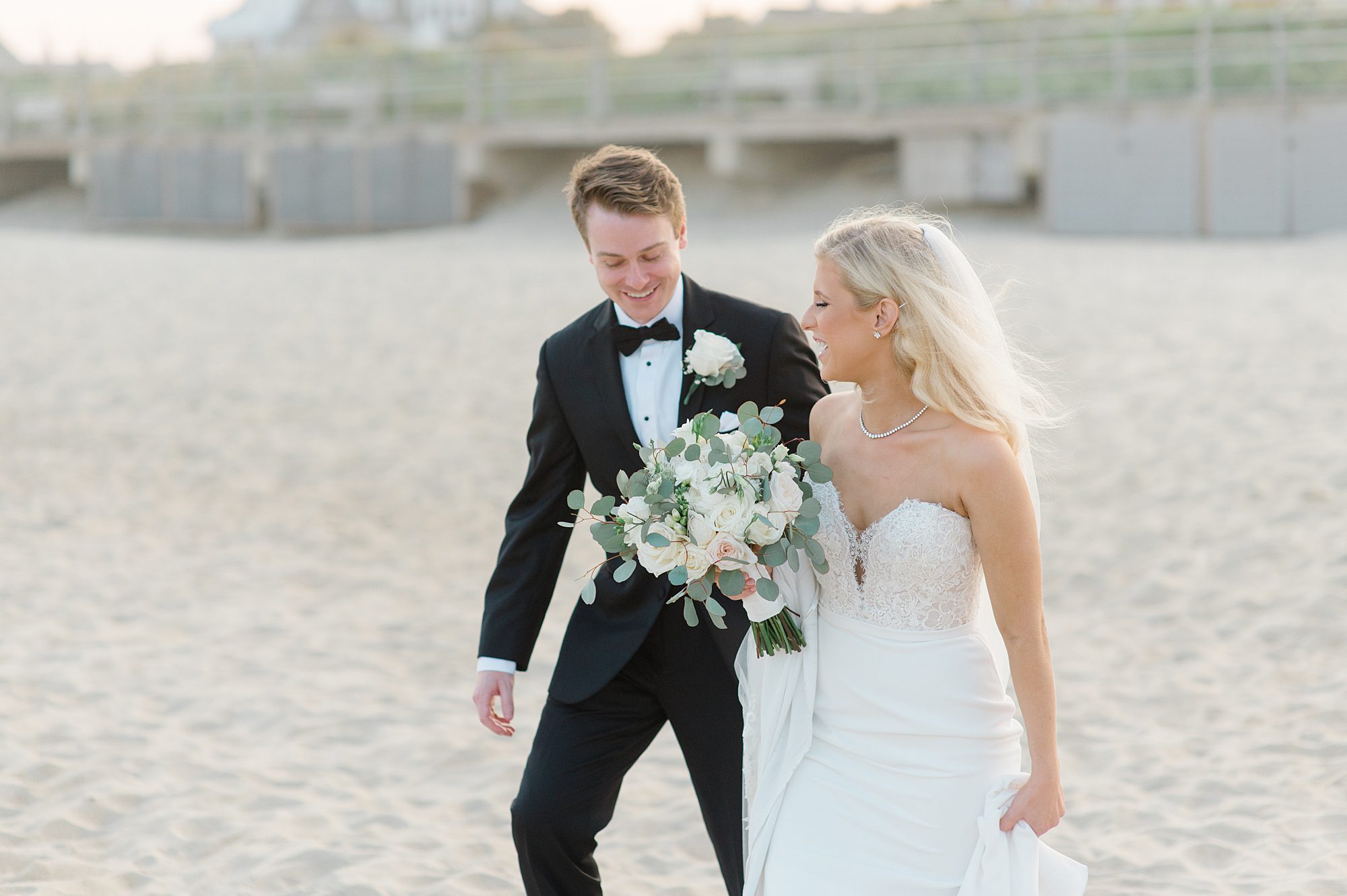 wedding portraits on the beach in Jersey Shore
