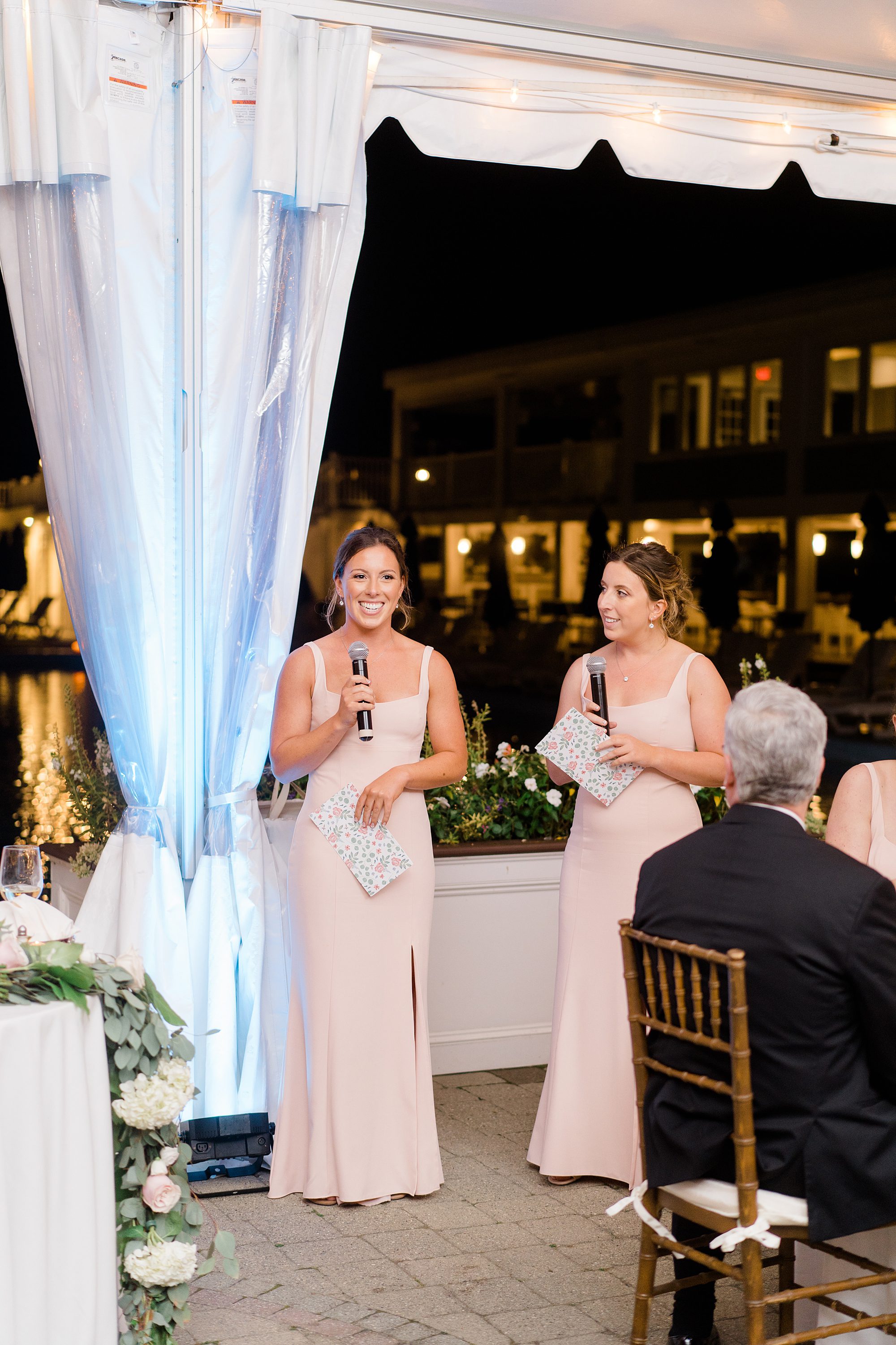 bridesmaids give wedding speech