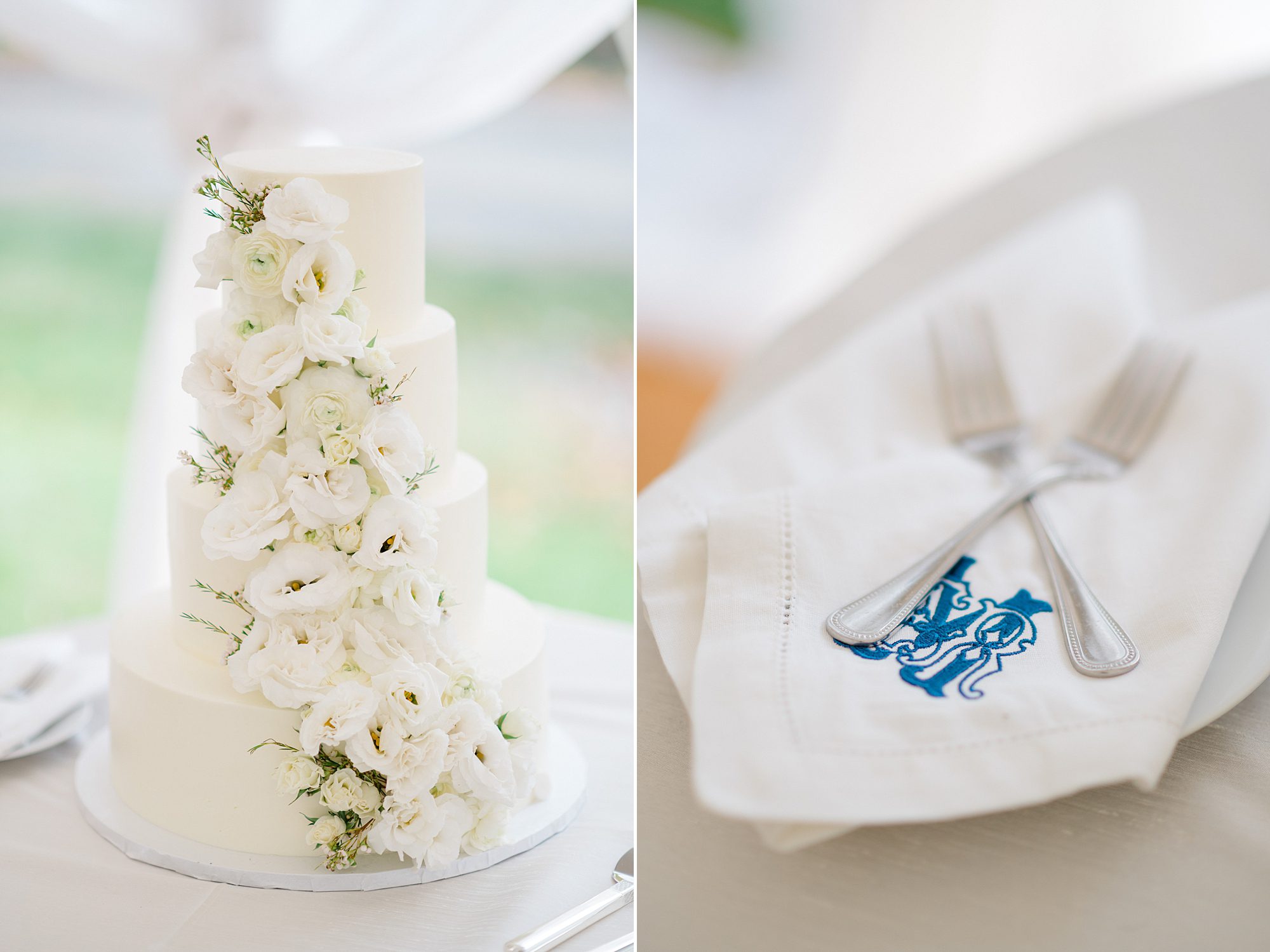 wedding cake and napkin from Cross Gables Estate wedding