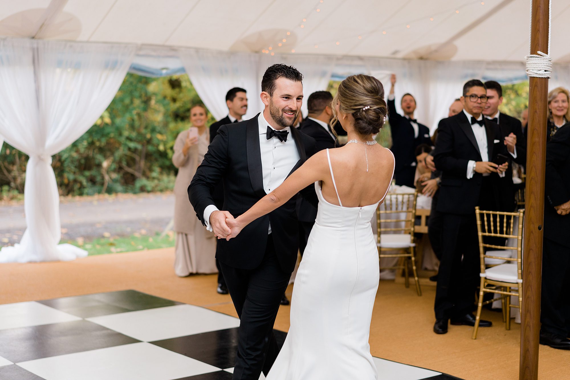 couple share first dance together