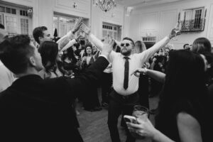 wedding guests have fun on the dance floor