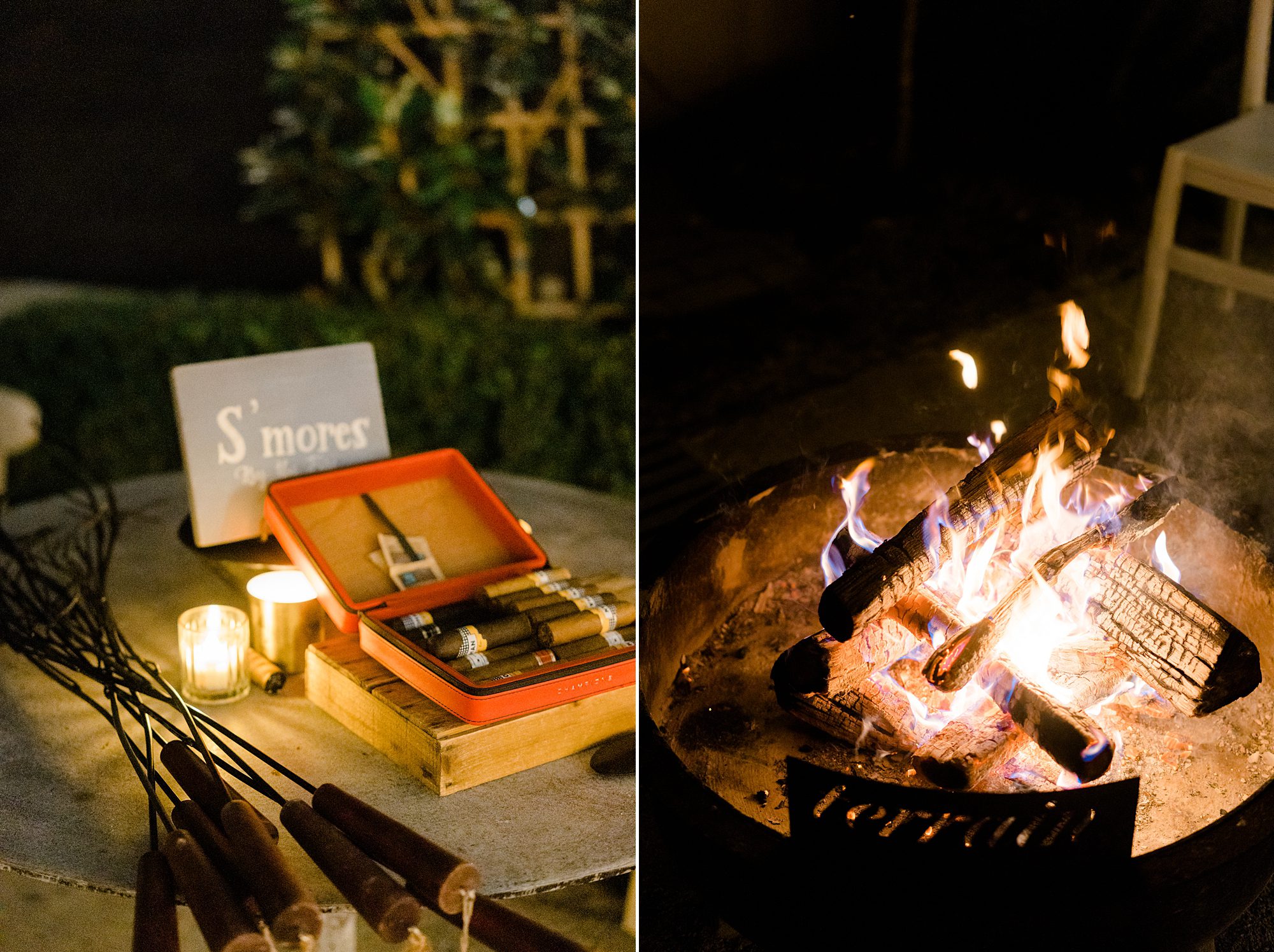 outdoor fire pit and smores