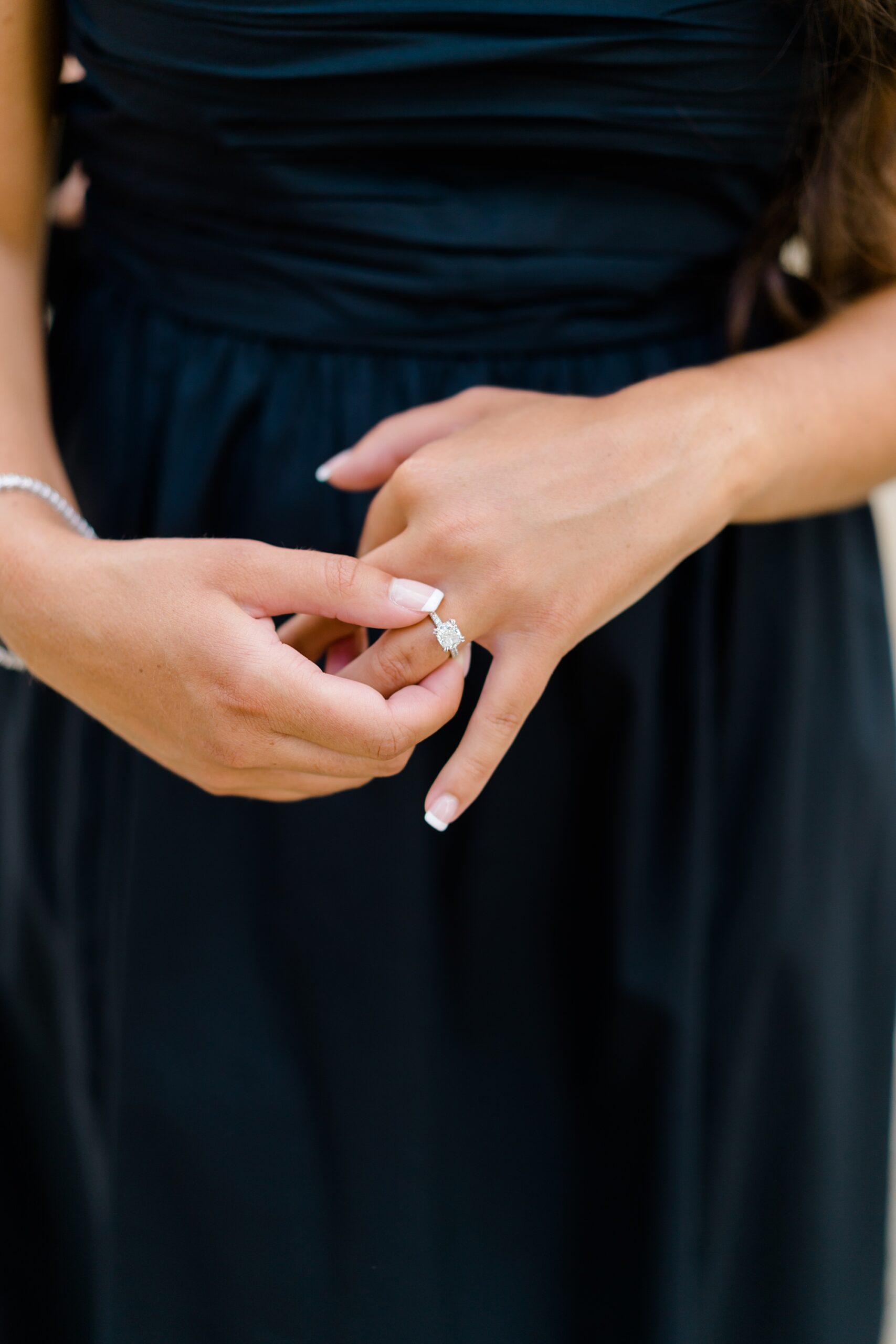 women wearing engagement ring