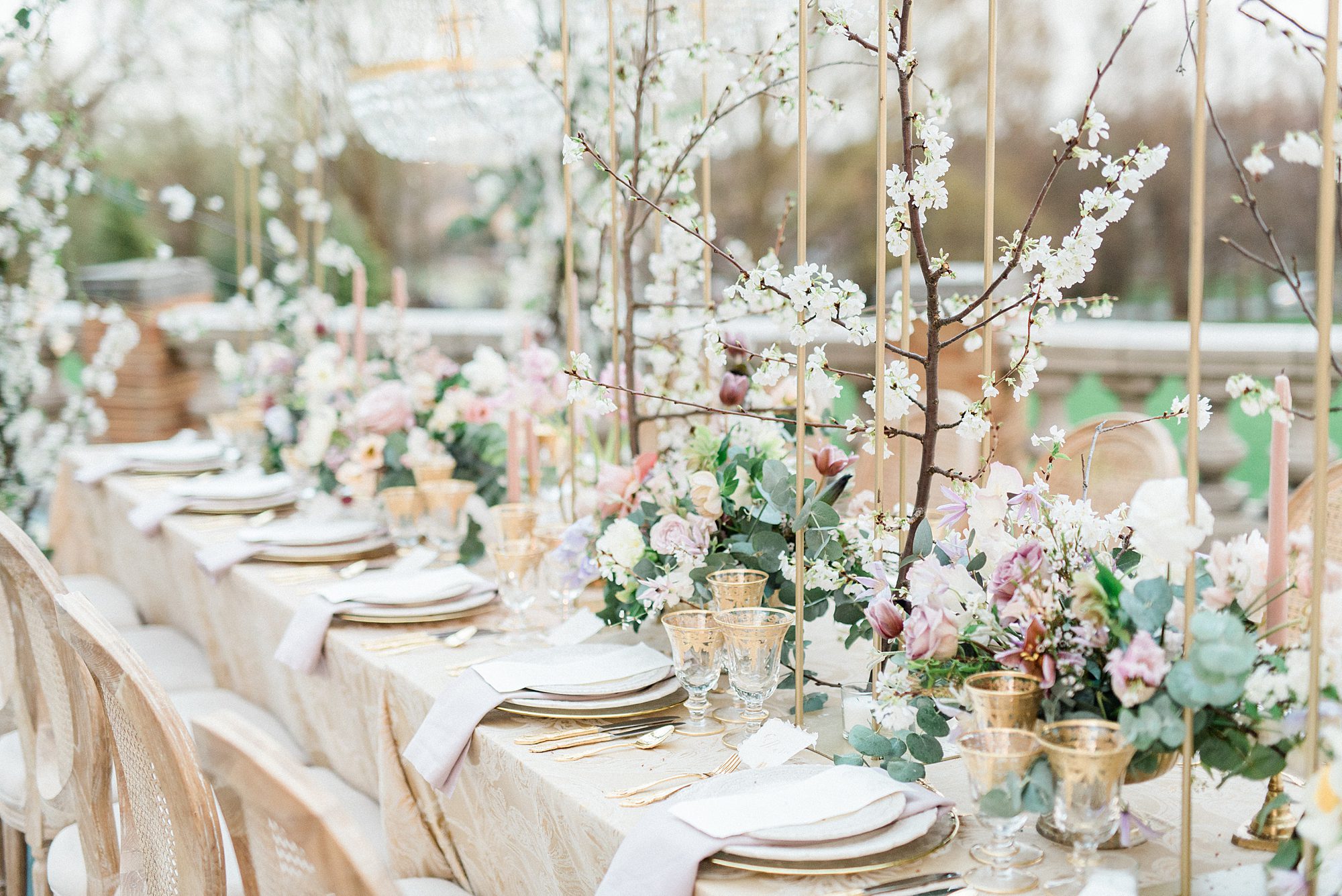 centerpieces and table setting from Enchanting Cairnwood Estate Wedding