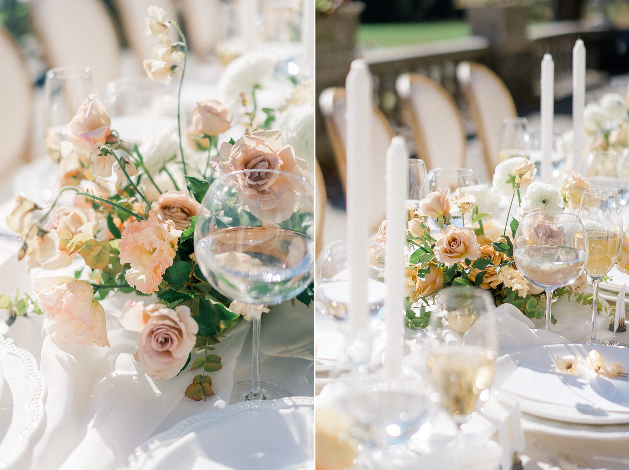 table centerpieces and detail from elegant fall wedding