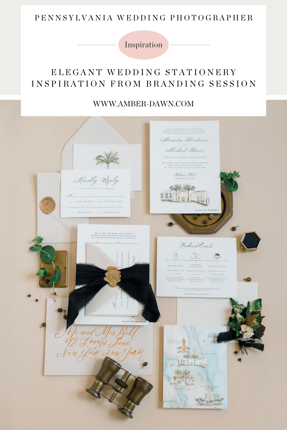 Wedding invitation suite photographed by Philadelphia Branding photographer Amber Dawn Photography